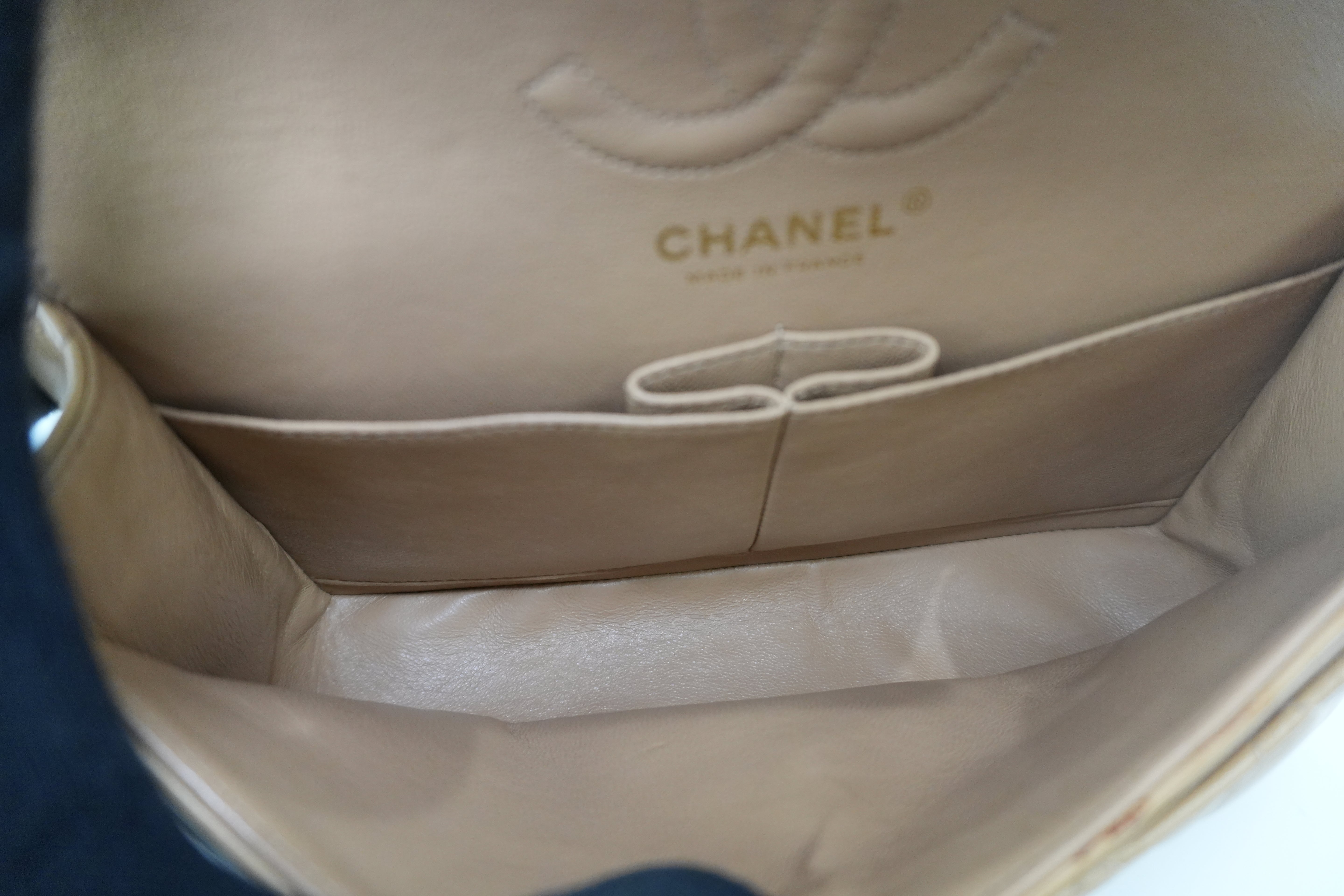Chanel Matelasse Lamb Skin Chain Shoulder Bag Beige Used
