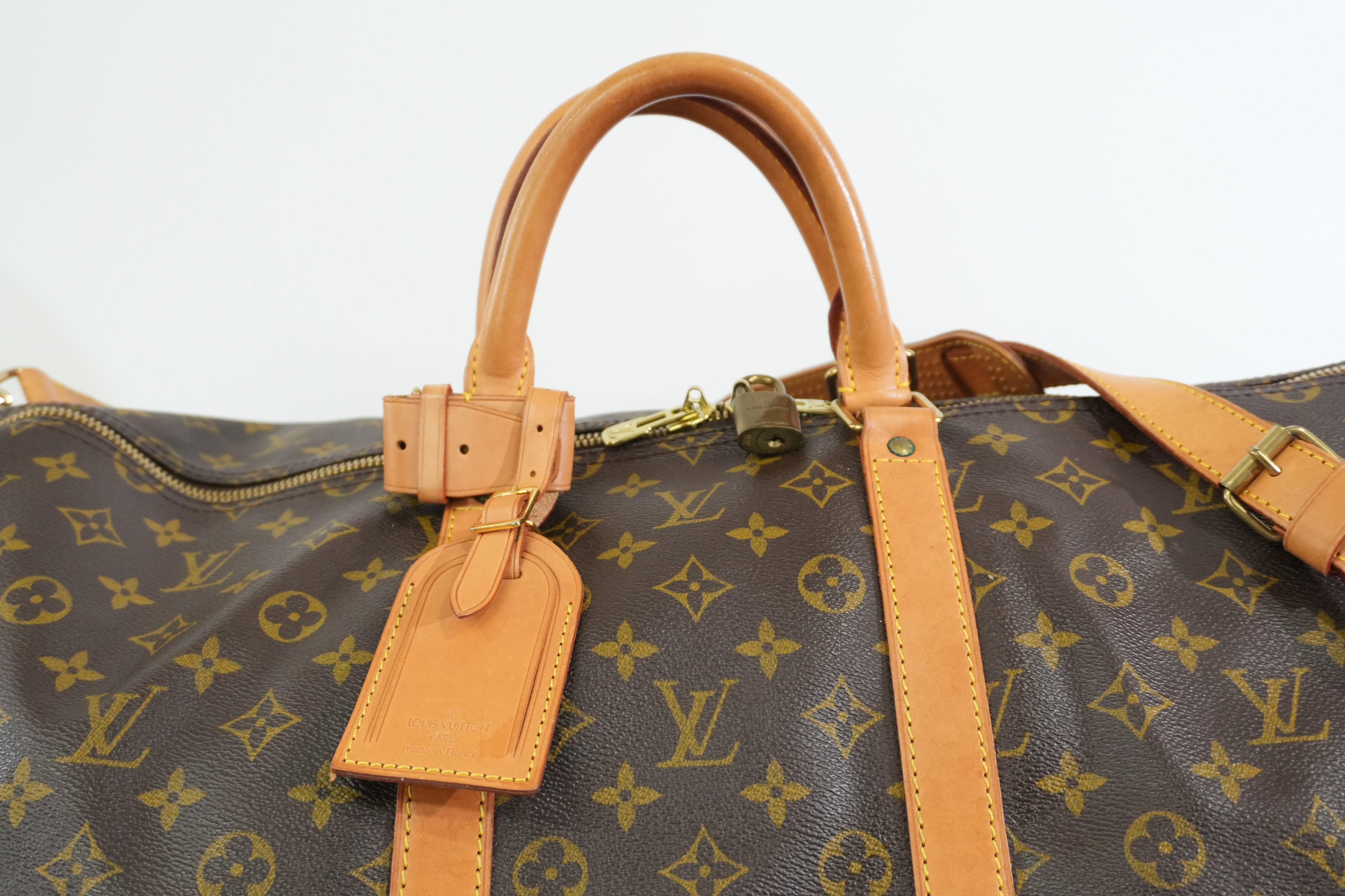 Pre-owned Louis Vuitton Monogram Keepall Bandouliere 55 Duffle Travel Bag