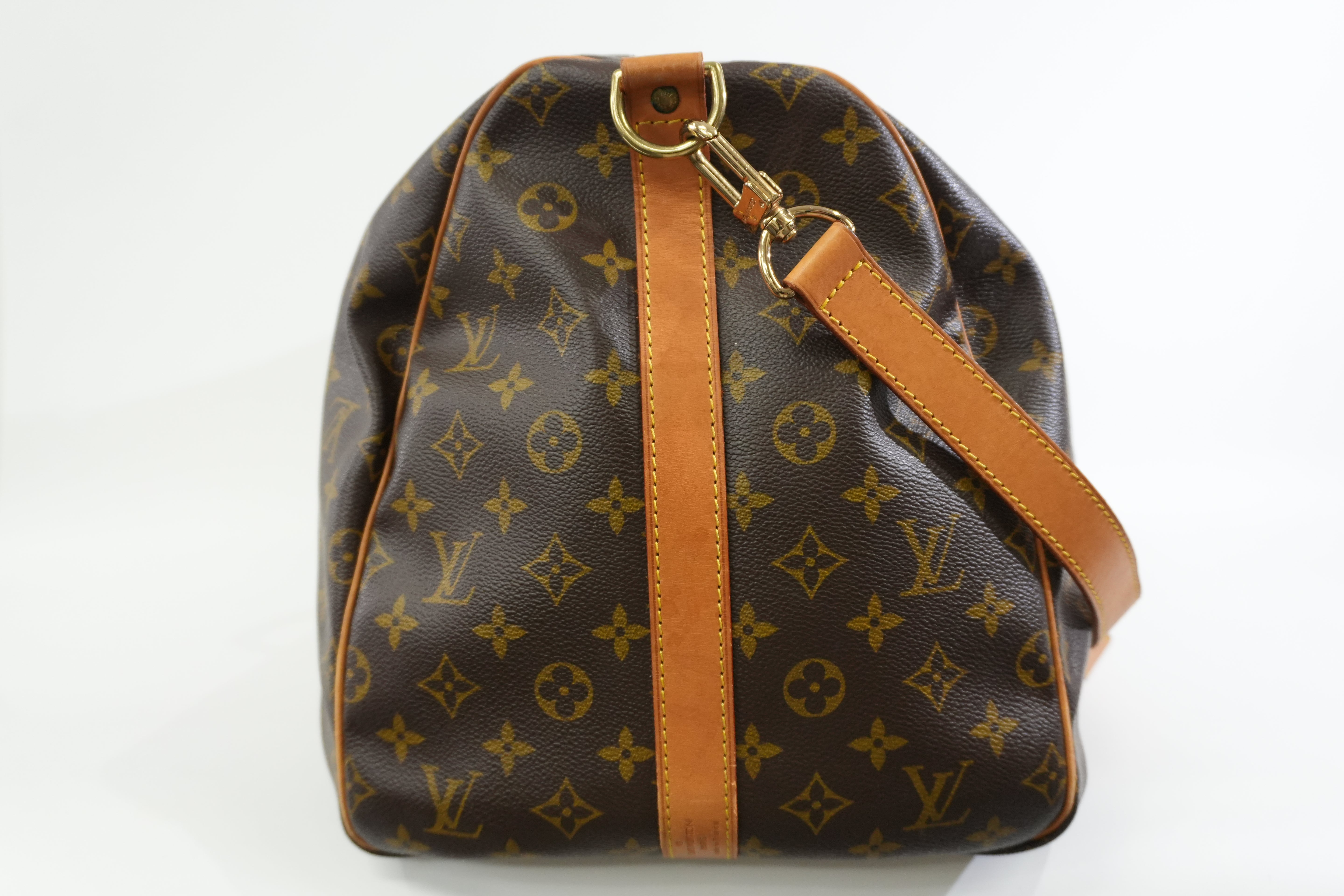Pre-owned Louis Vuitton Monogram Keepall Bandouliere 55 Duffle Travel Bag
