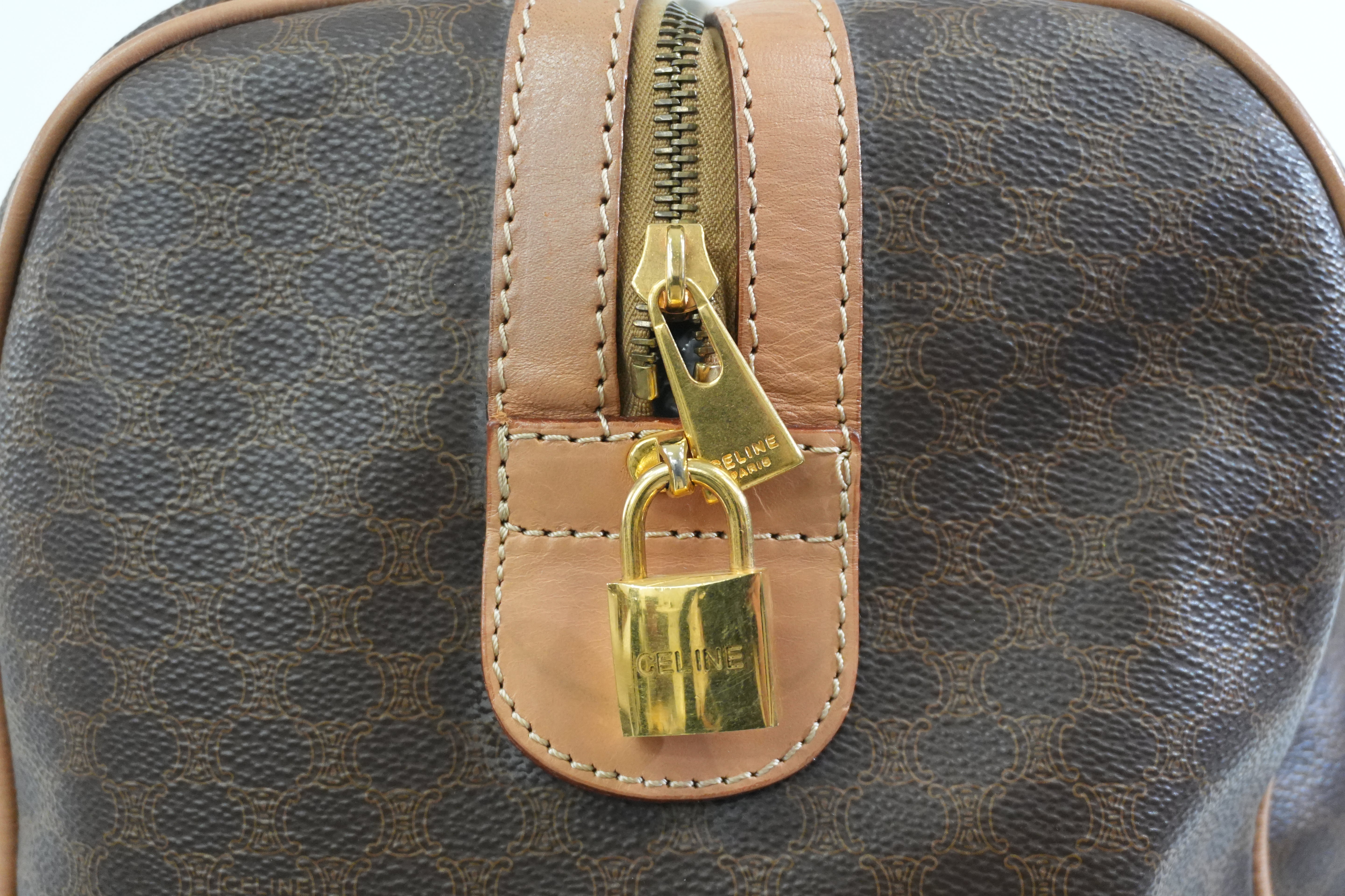 Pre-owned Celine Macadam Travel Duffle Bag Brown