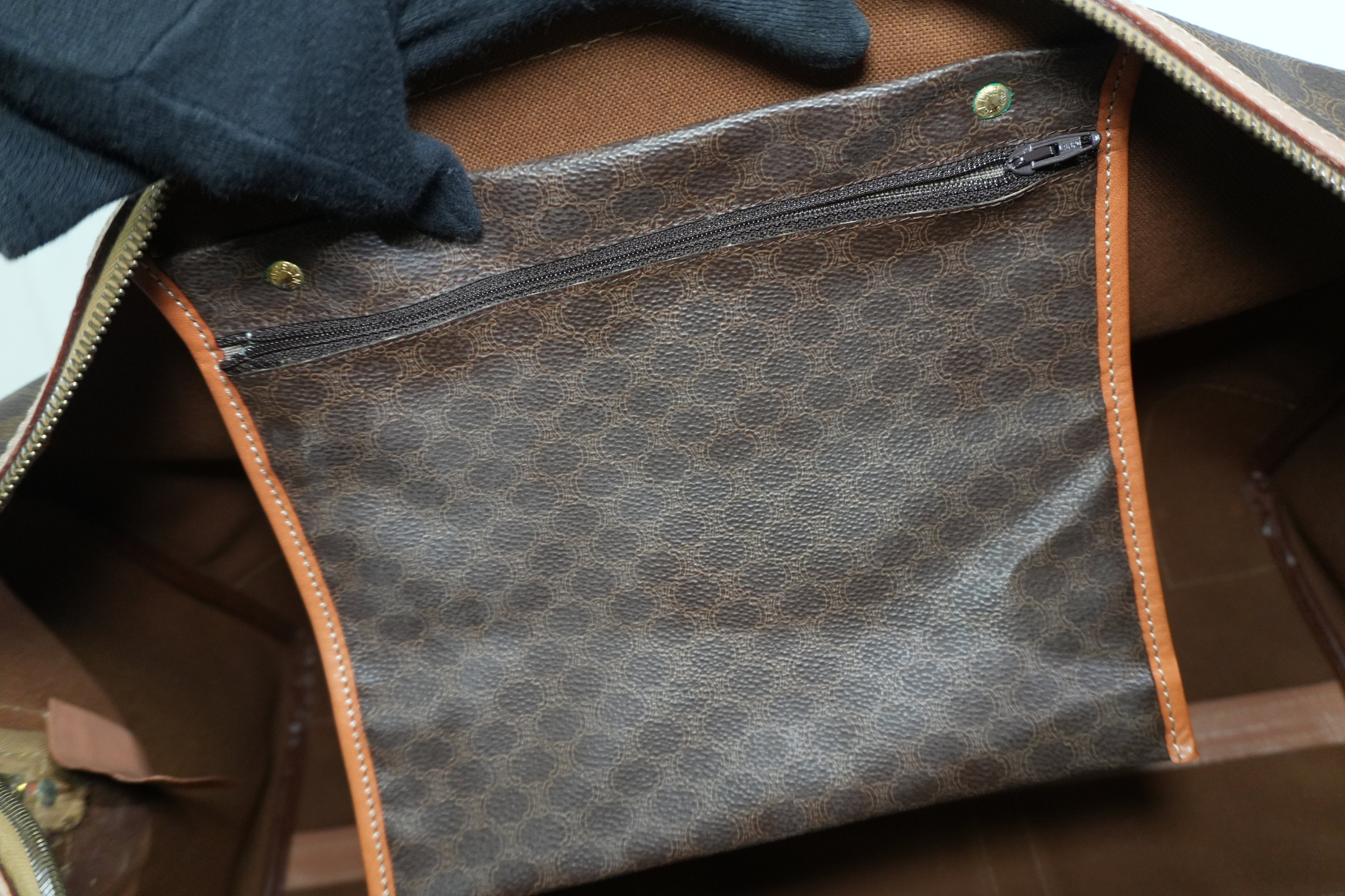 Pre-owned Celine Macadam Travel Duffle Bag Brown