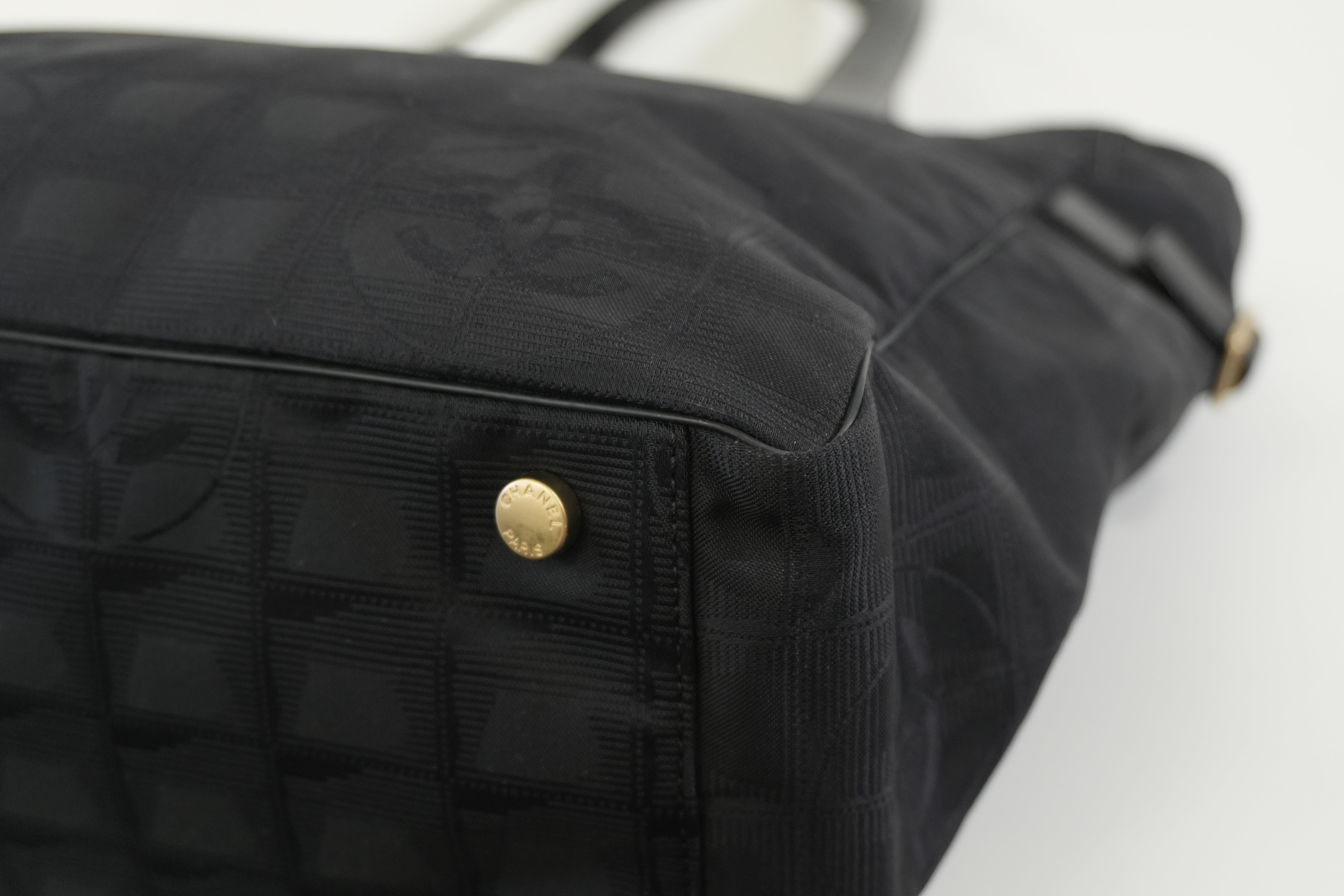 Pre-owned Chanel Nylon Travel Tote Bag Black