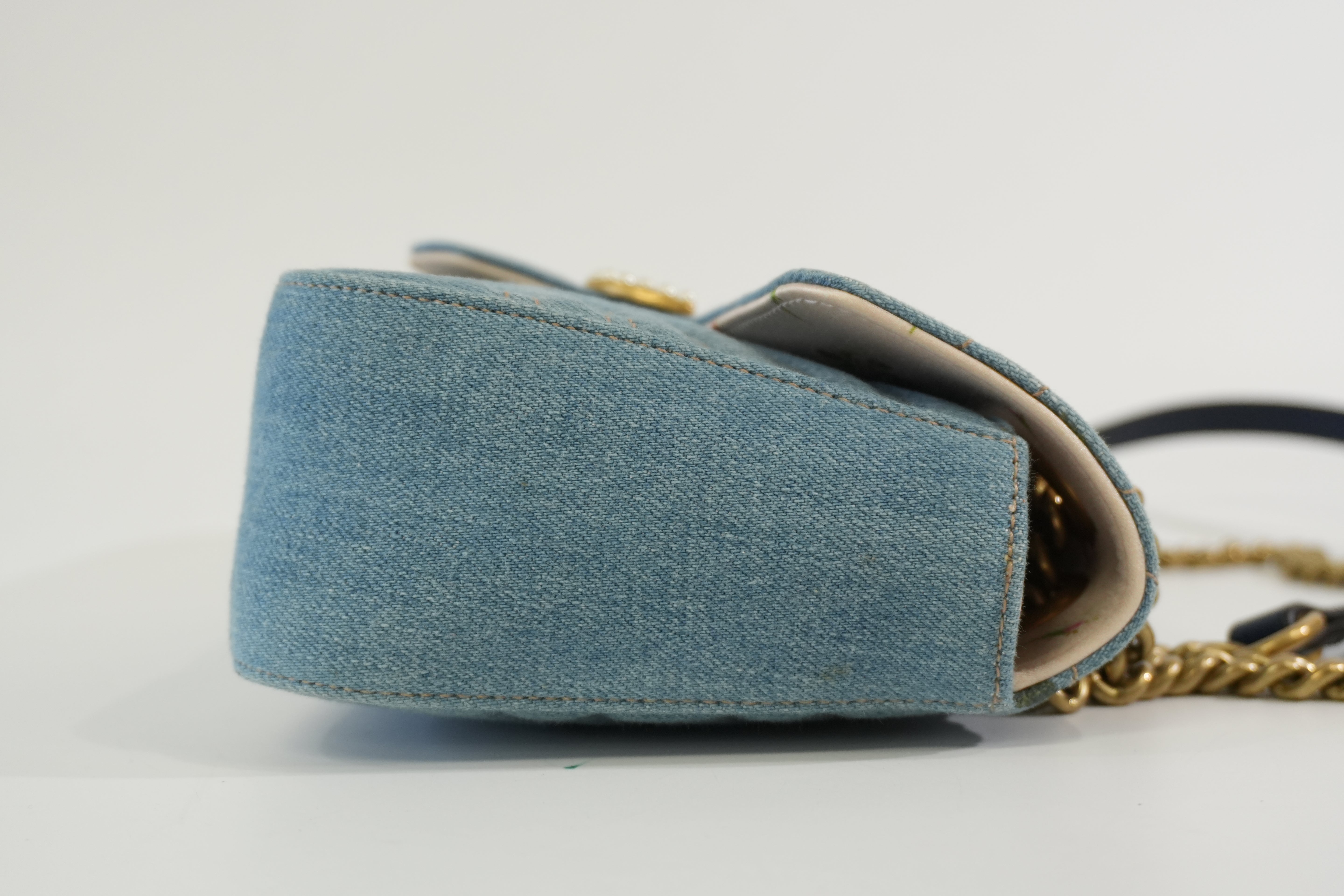 Pre-owned Gucci Marmont Shoulder Bag Denim