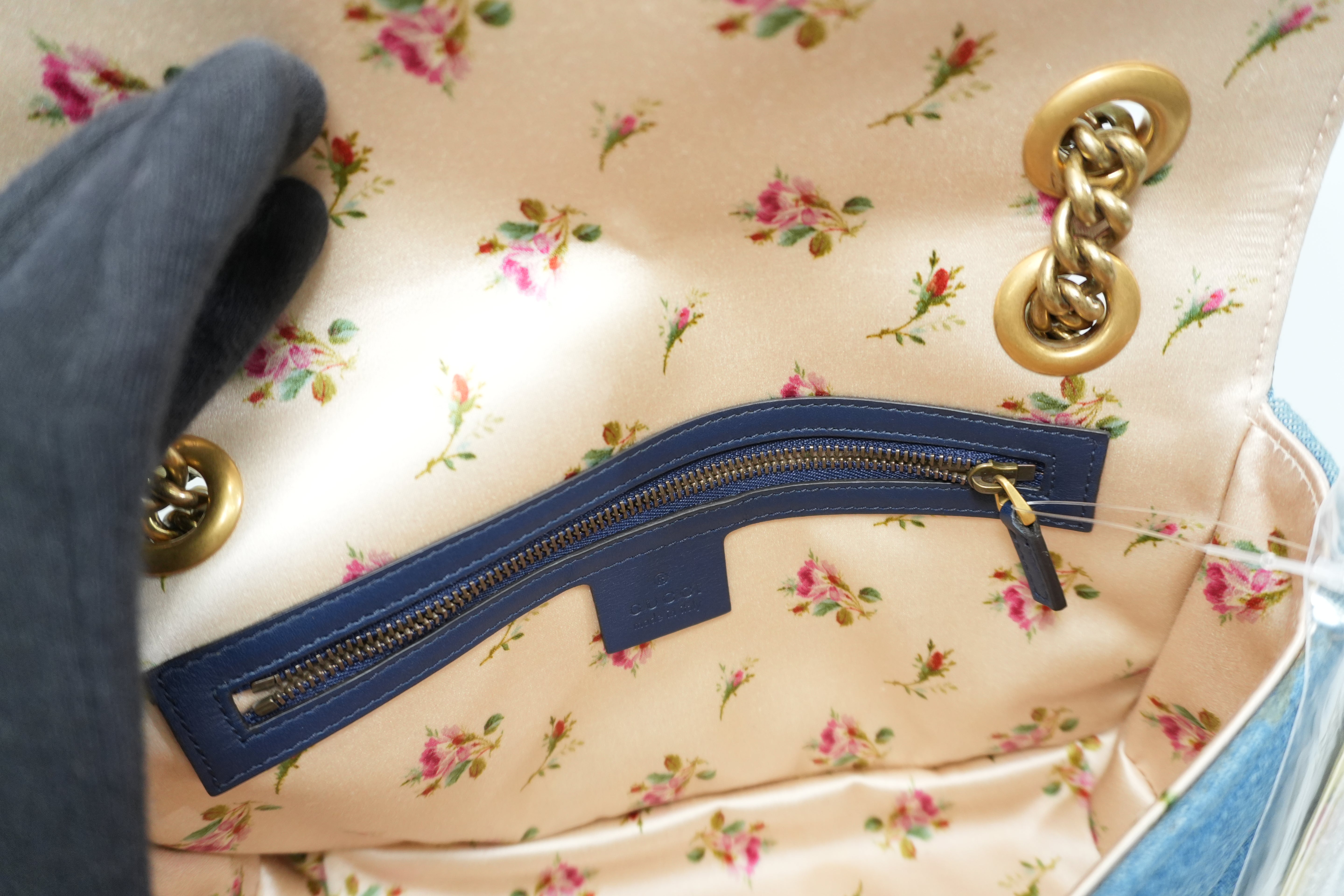 Pre-owned Gucci Marmont Shoulder Bag Denim