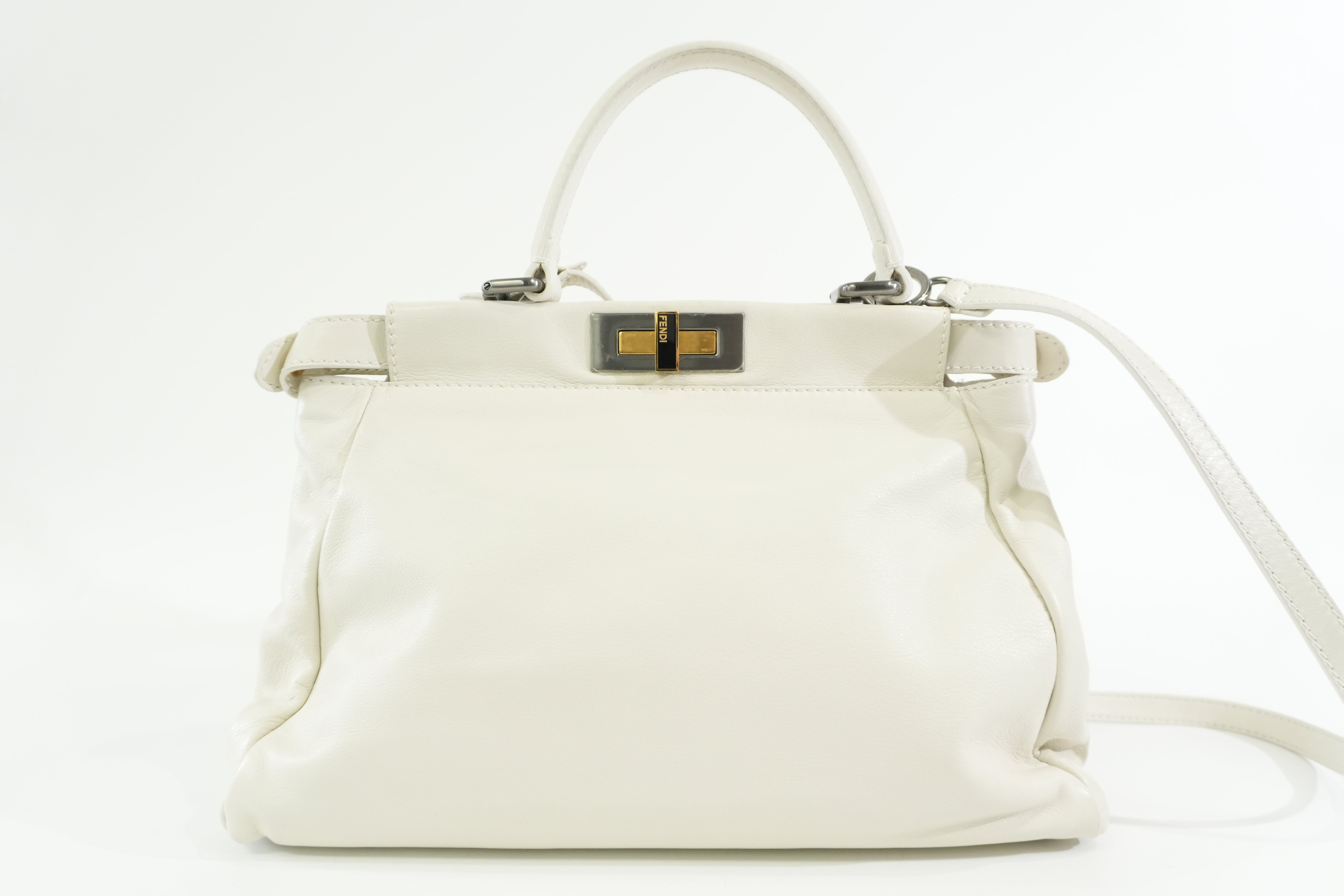 Pre-owned Fendi Peek a Boo Shoulder Bag White