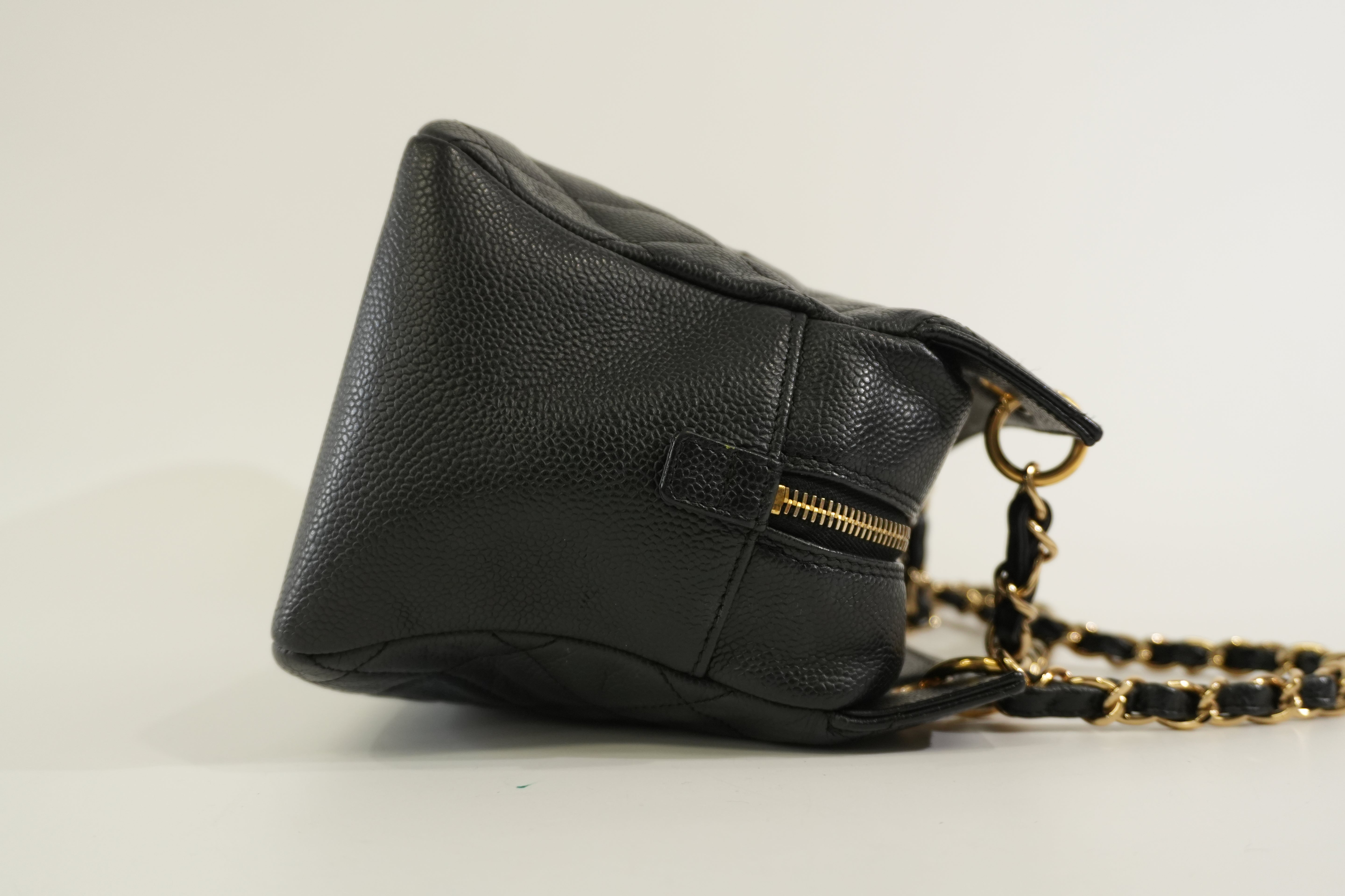 Pre-owned Chanel Caviar Skin PTT Chain Tote Bag Black