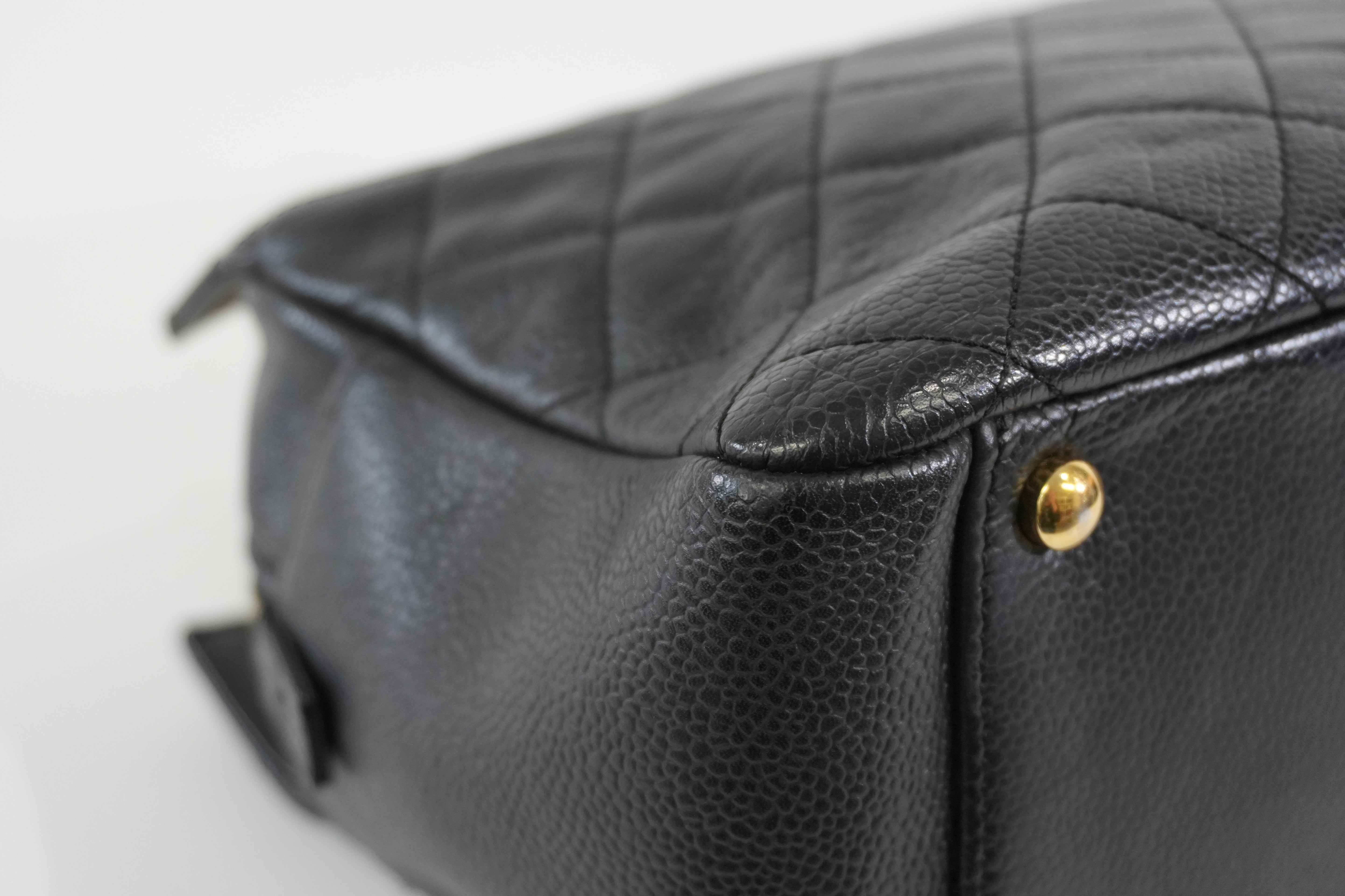 Pre-owned Chanel Caviar Skin PTT Chain Tote Bag Black