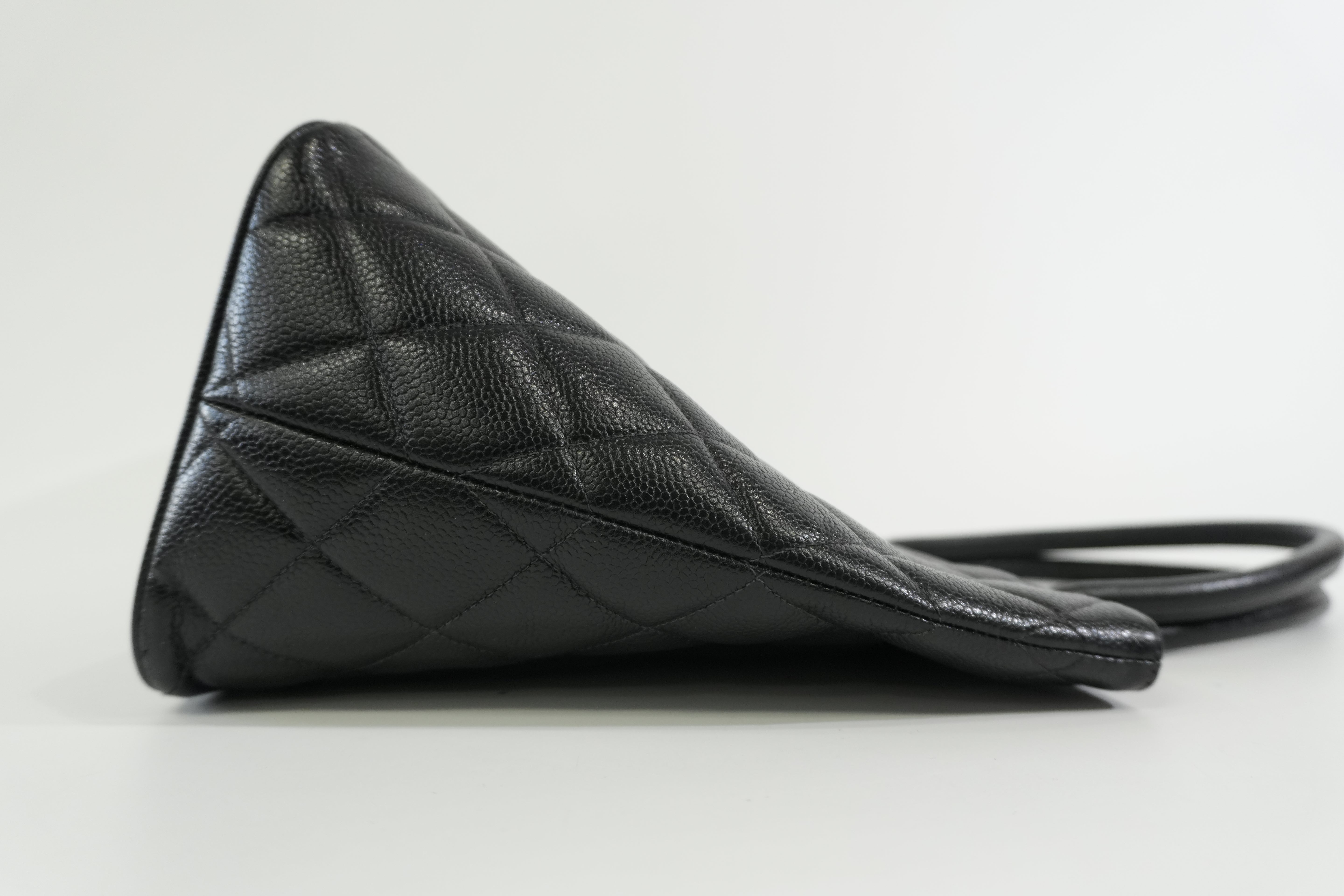 Pre-owned Chanel Caviar Skin Medallion Tote Bag Black