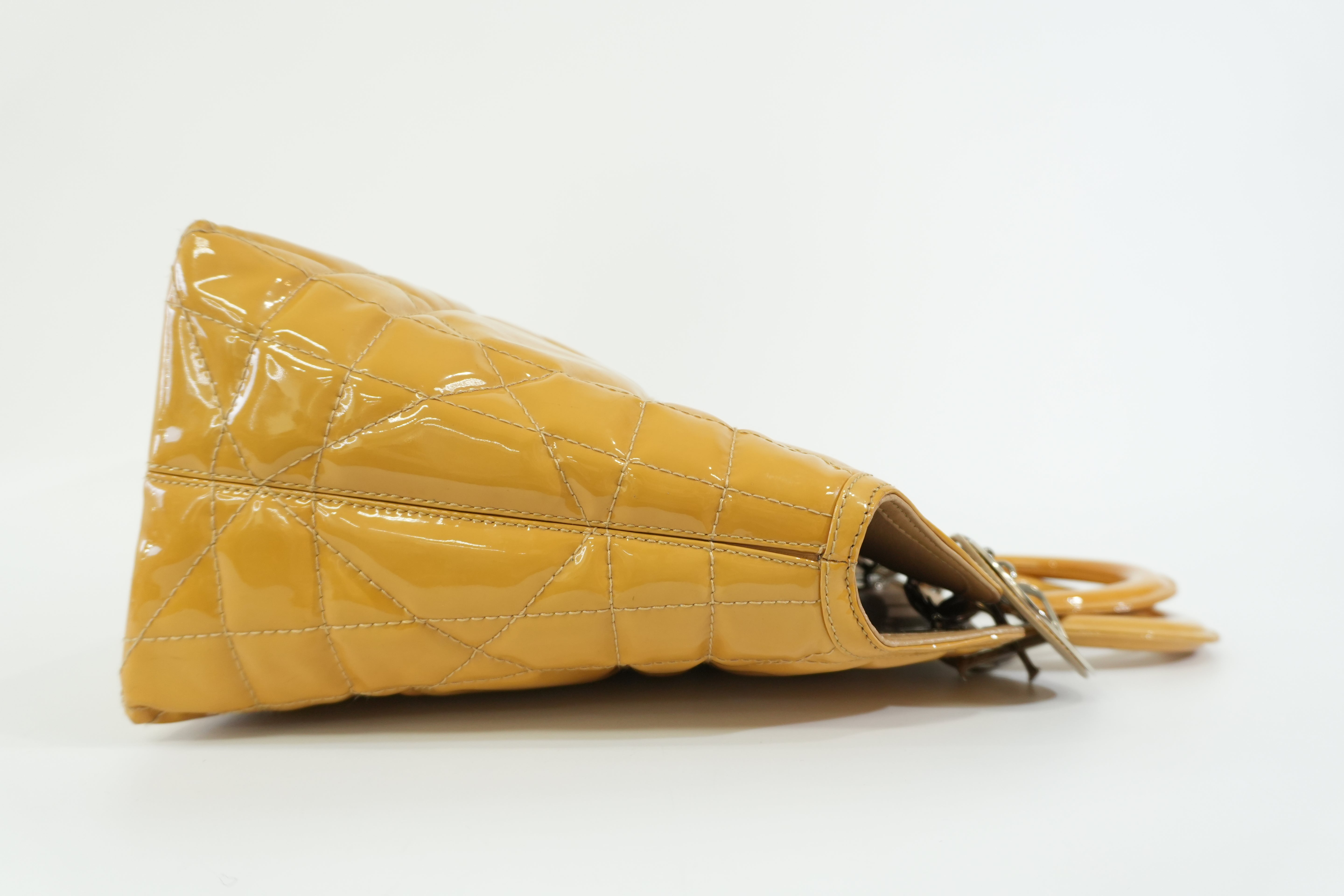 Pre-owned Dior Lady Dior Handbag Yellow