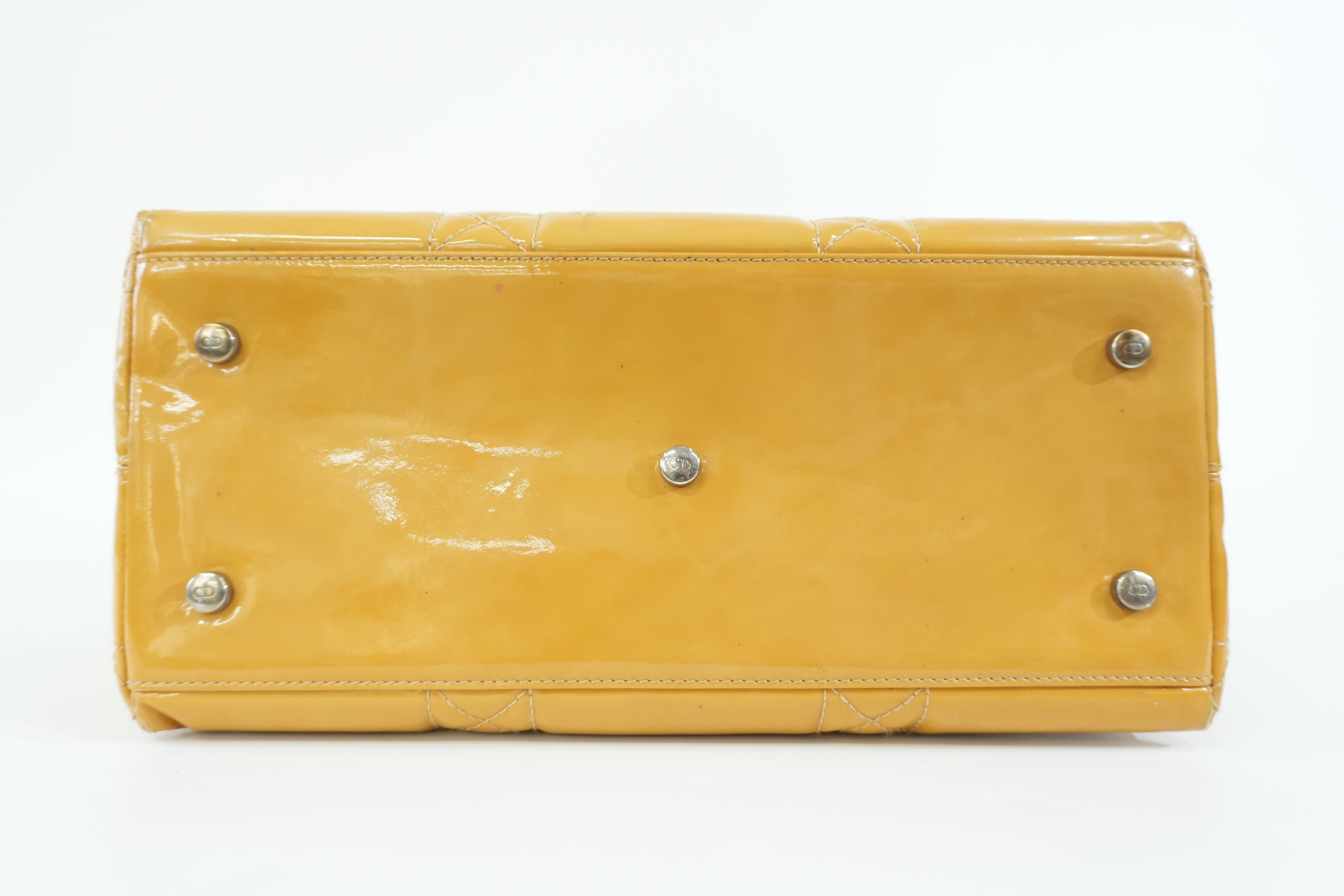 Pre-owned Dior Lady Dior Handbag Yellow