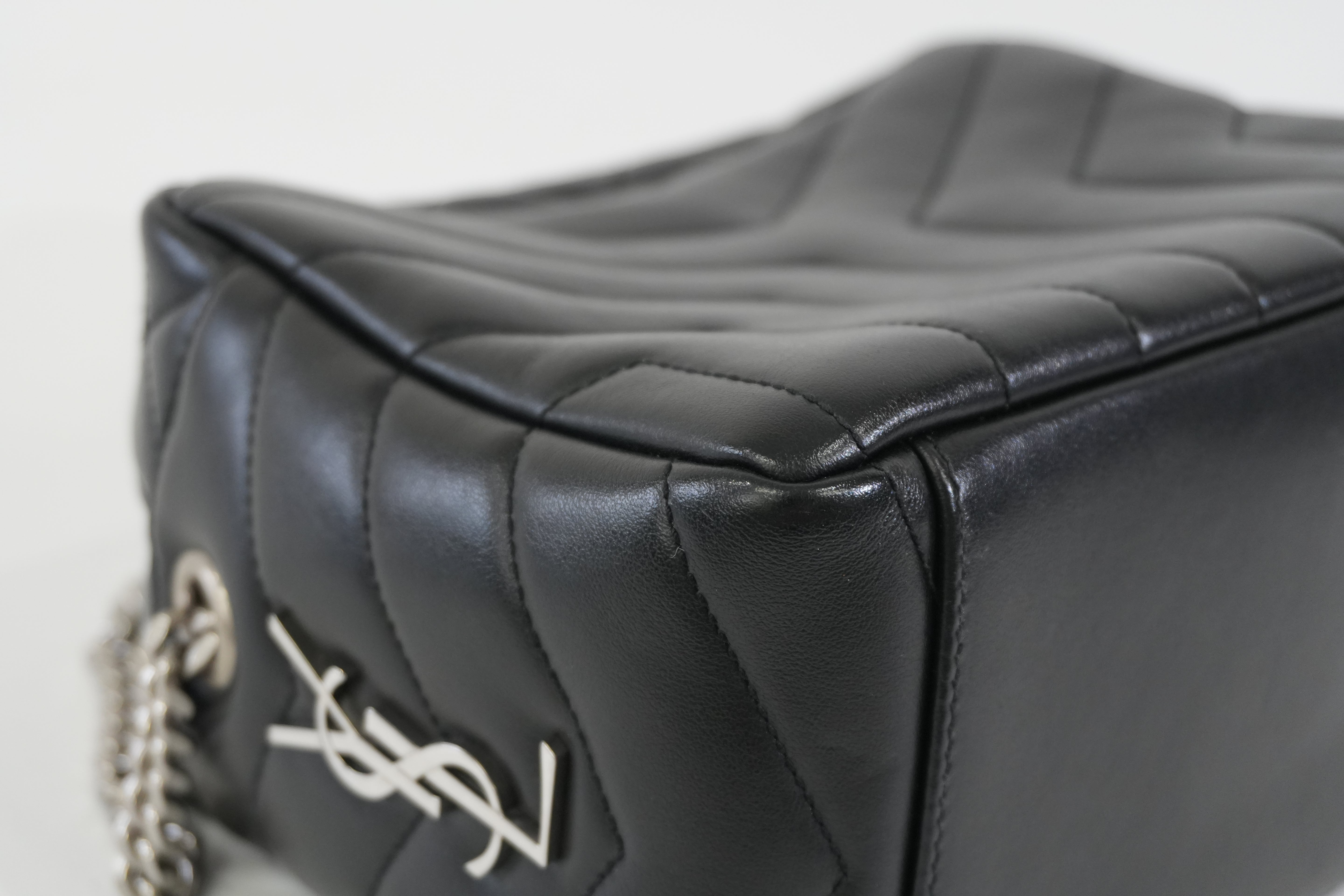 Pre-owned Saint Laurent Loulou Bowling Chain Shoulder Bag Black