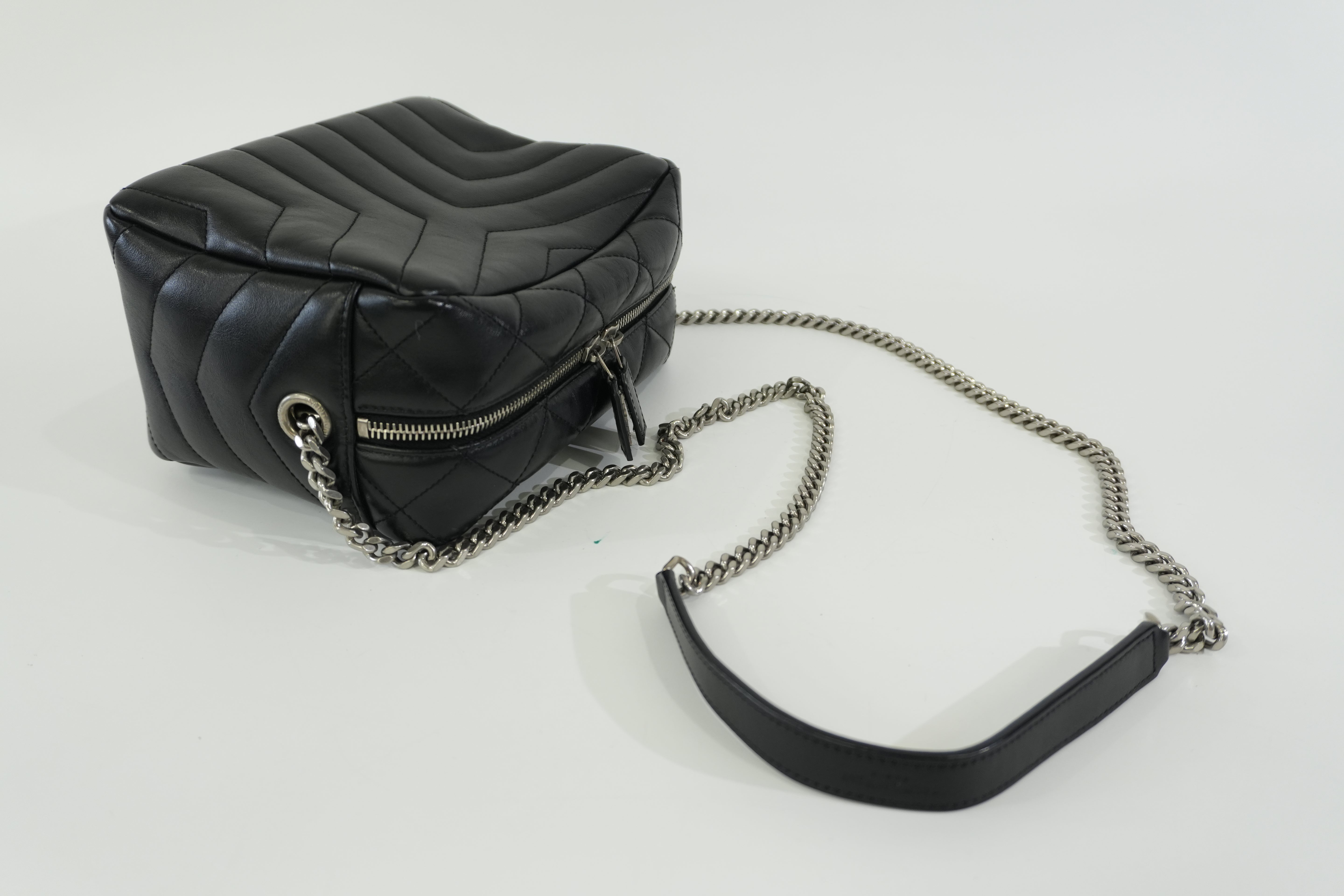 Pre-owned Saint Laurent Loulou Bowling Chain Shoulder Bag Black