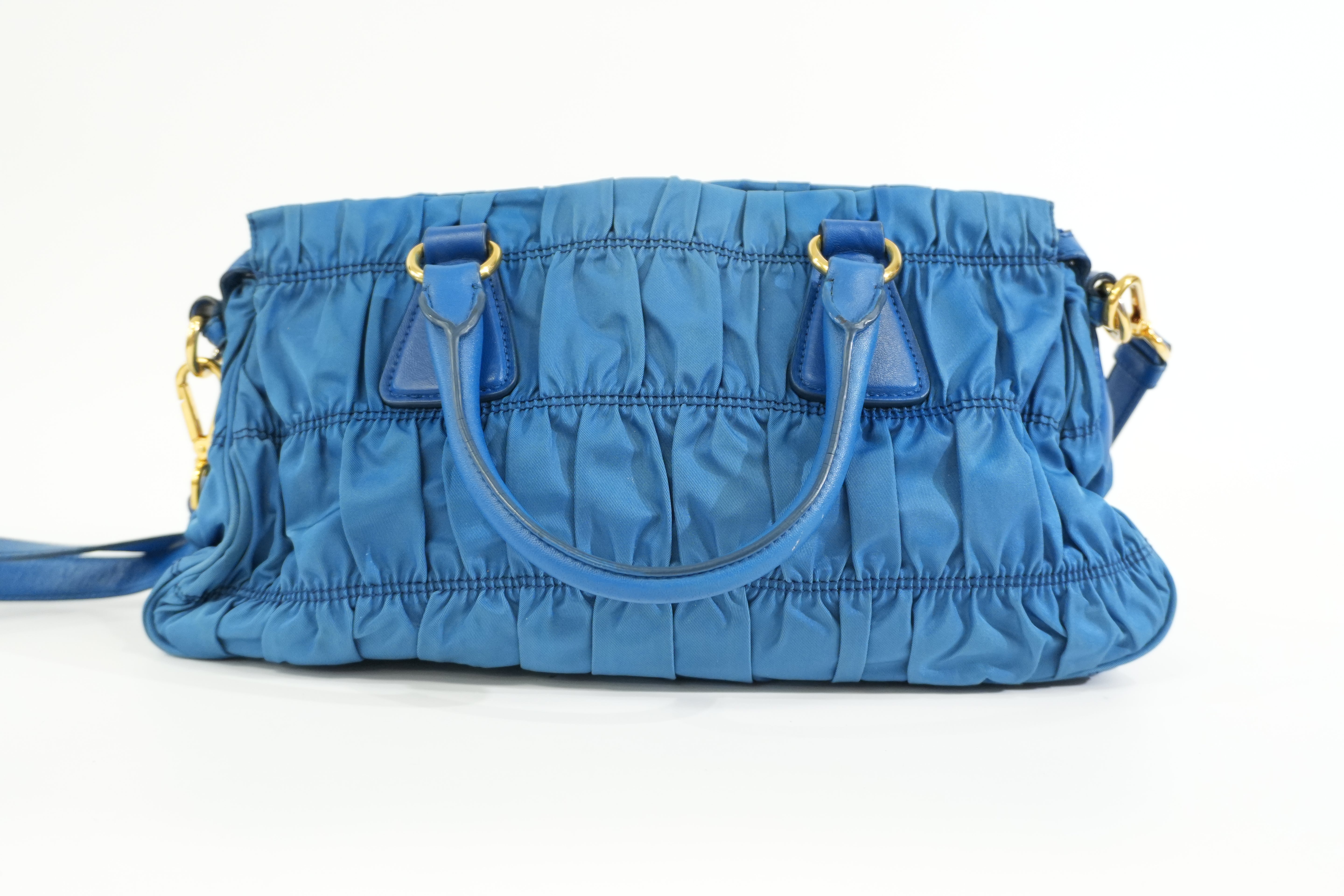 Pre-owned Prada Tessuto Gaufre Shoulder Bag Blue