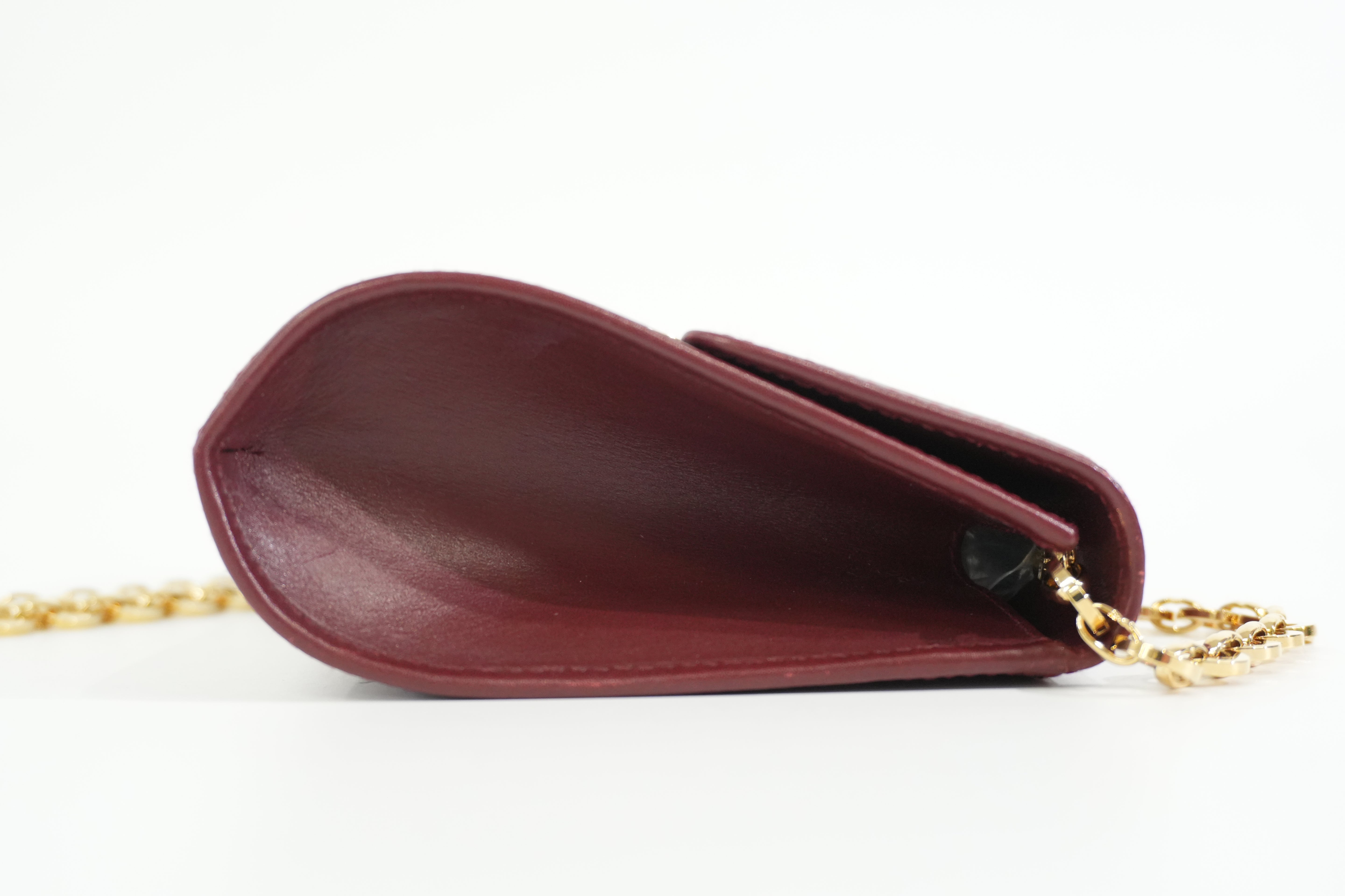 Pre-owned Salvatore Ferragamo Wallet on Chain Burgundy