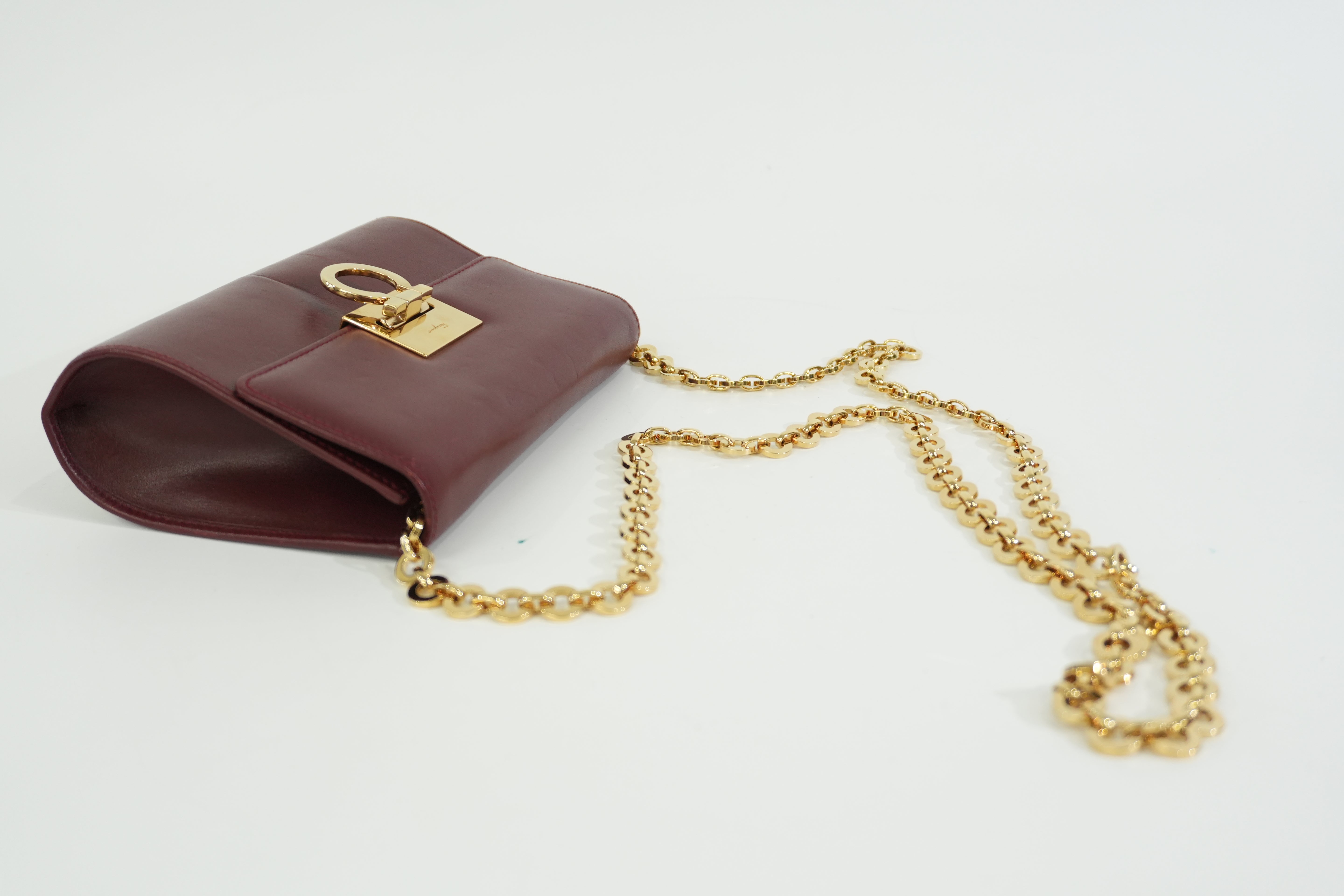 Pre-owned Salvatore Ferragamo Wallet on Chain Burgundy