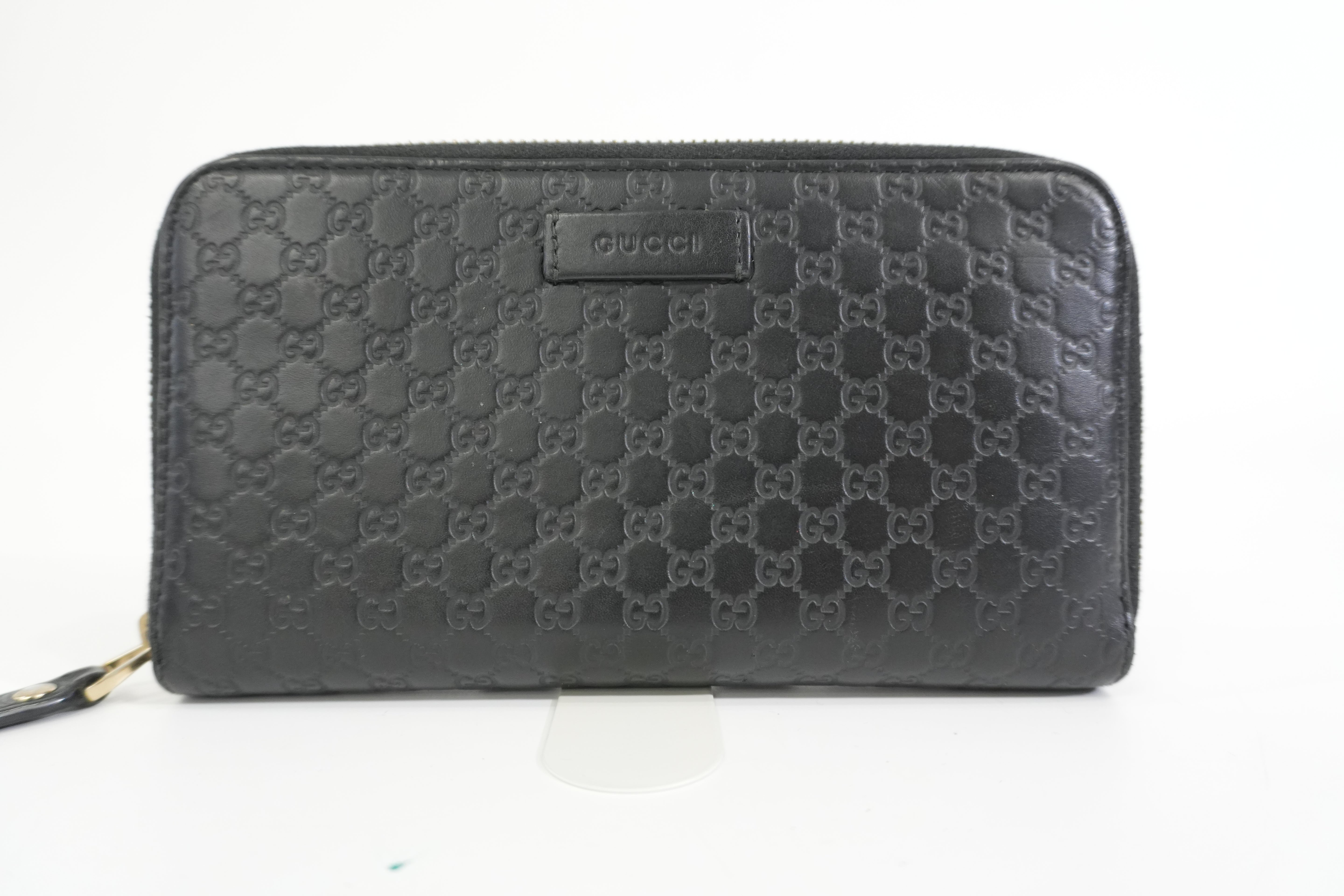 Pre-owned Gucci Microguccisima Zippy Long Wallet Black