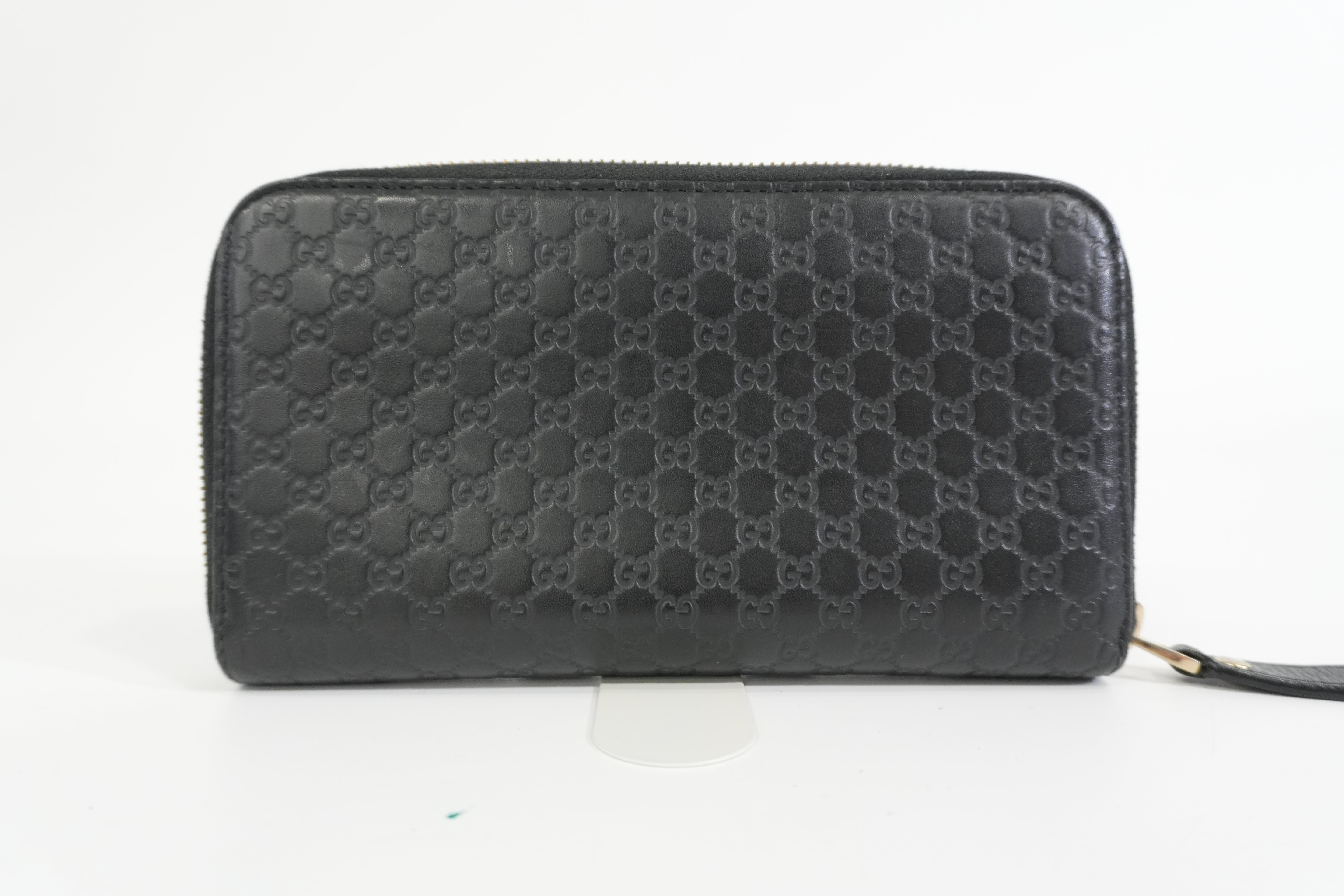 Pre-owned Gucci Microguccisima Zippy Long Wallet Black