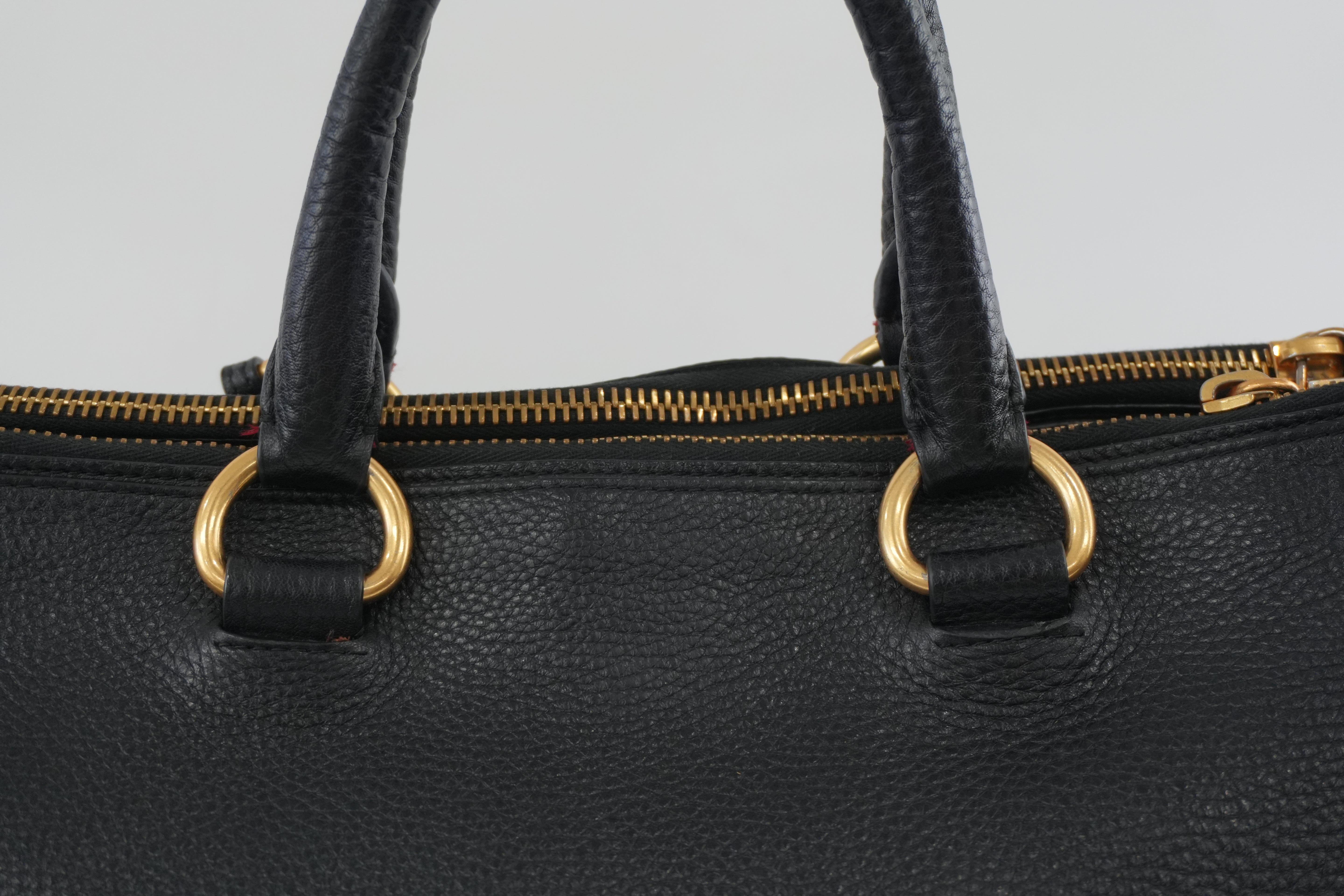 Pre-owned Prada Leather Two Way Shoulder Tote Bag Black