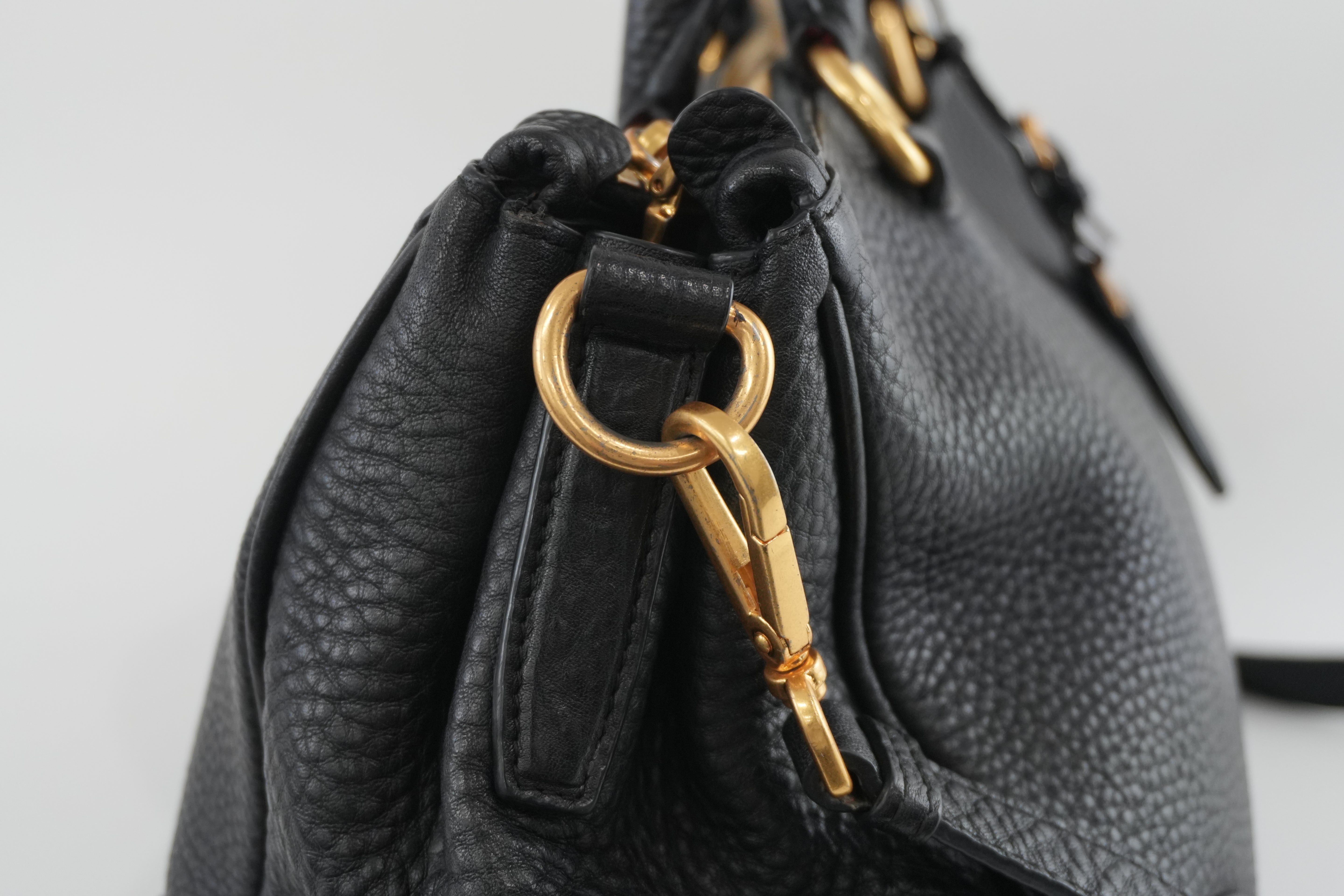 Pre-owned Prada Leather Two Way Shoulder Tote Bag Black