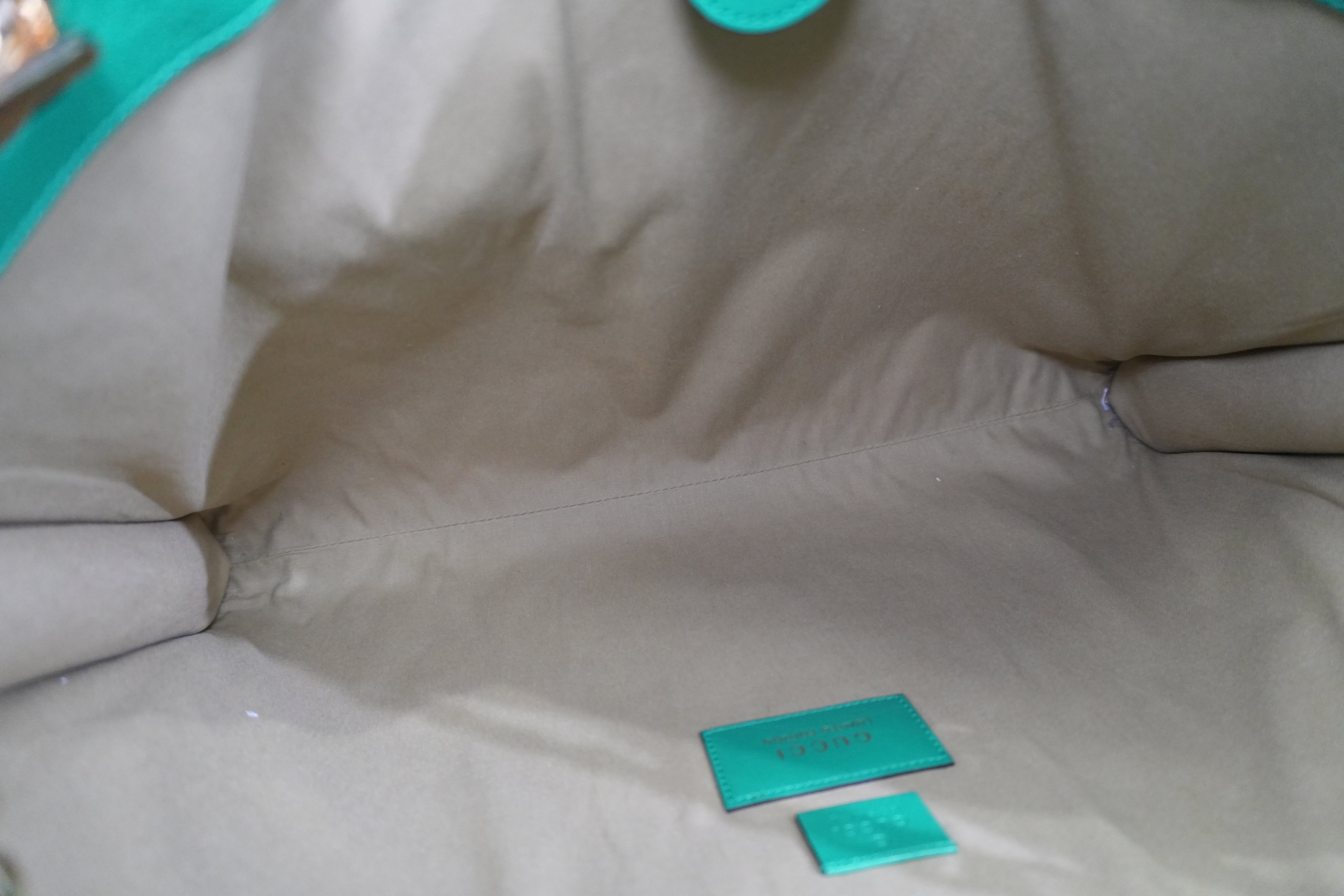 Pre-owned Gucci Rajah Tote Bag Ivory and Green