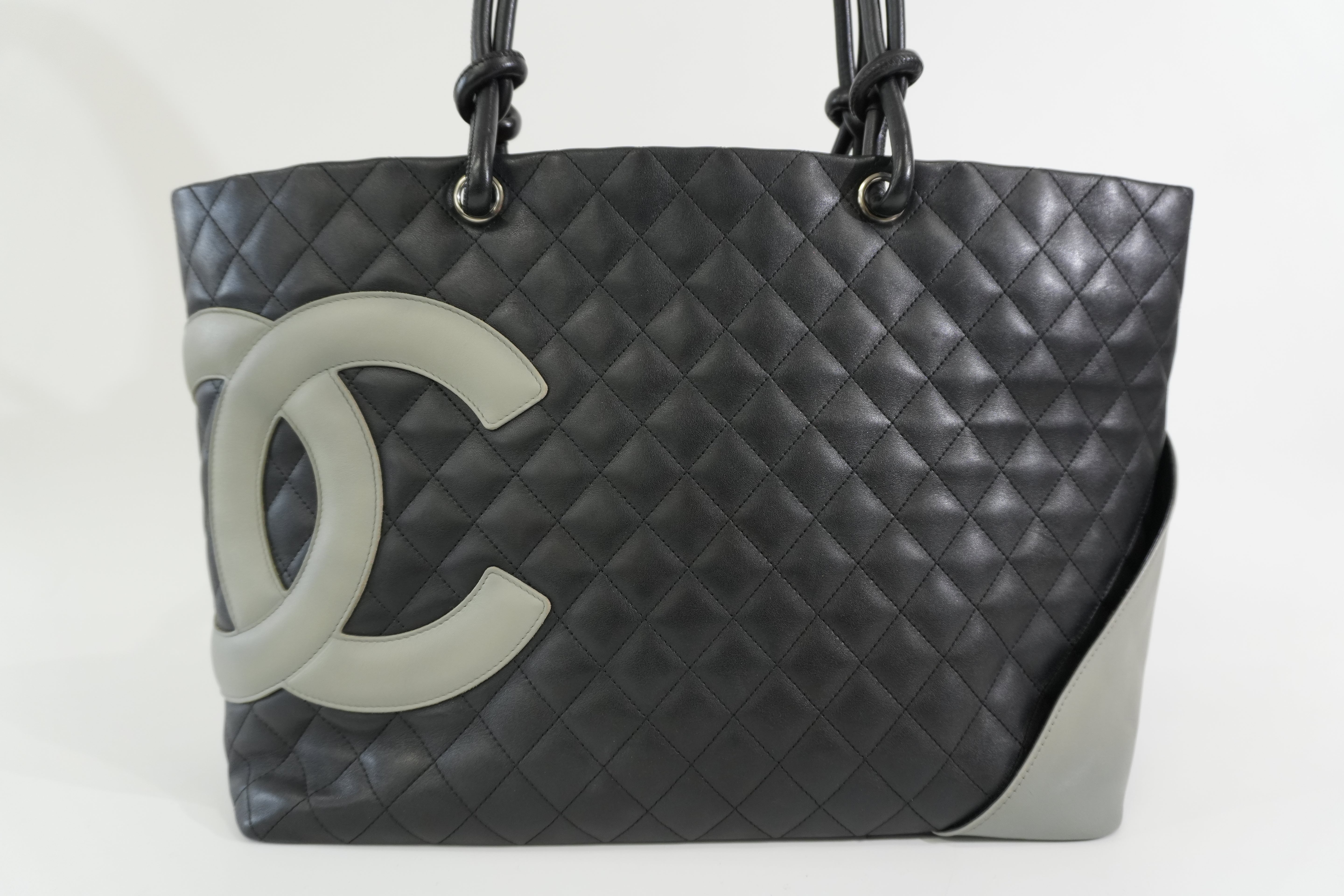 Pre-owned Chanel Cambon Tote Bag Black and Gray