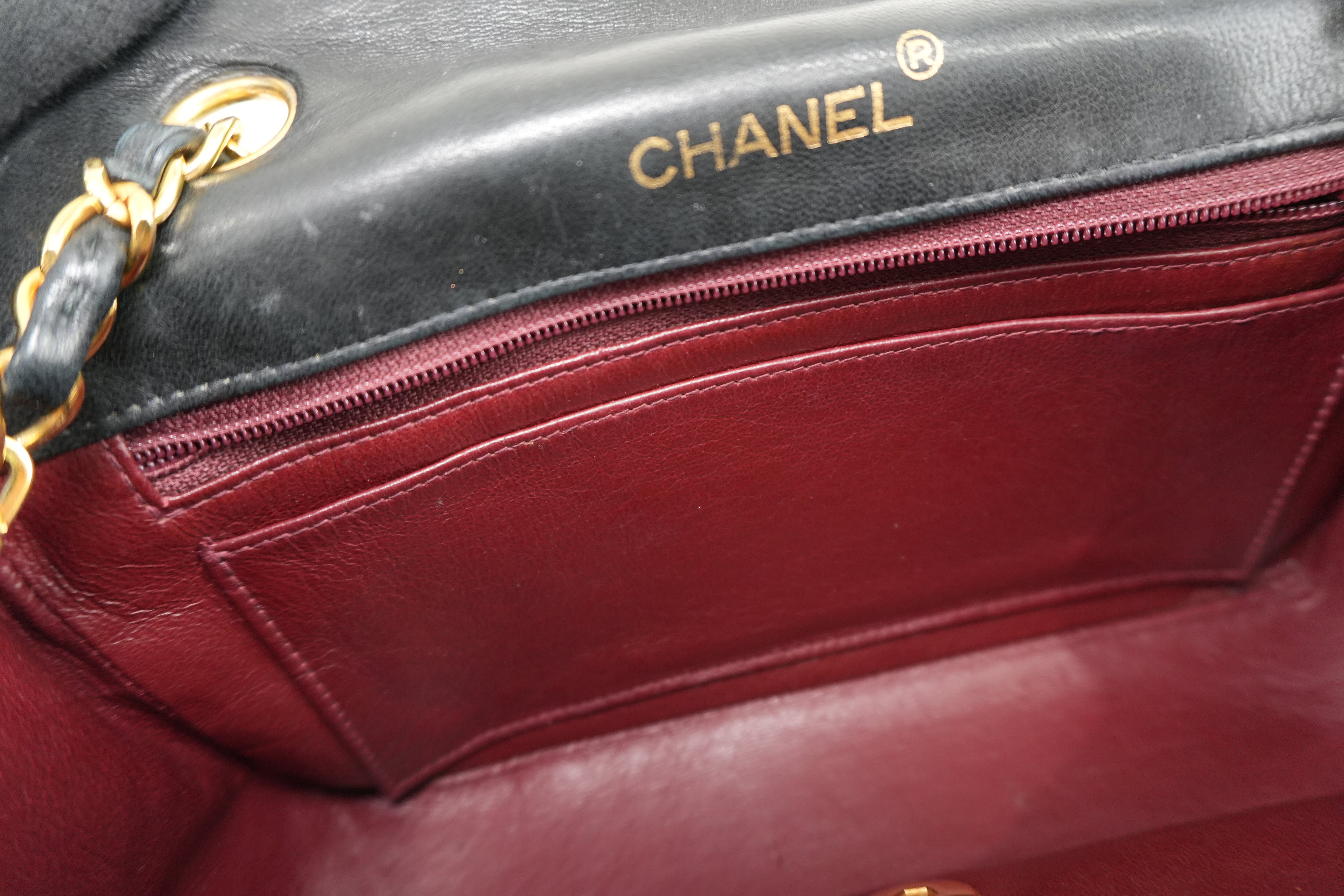 Chanel Diana 22 Chain Shoulder Black Lamb Skin Used