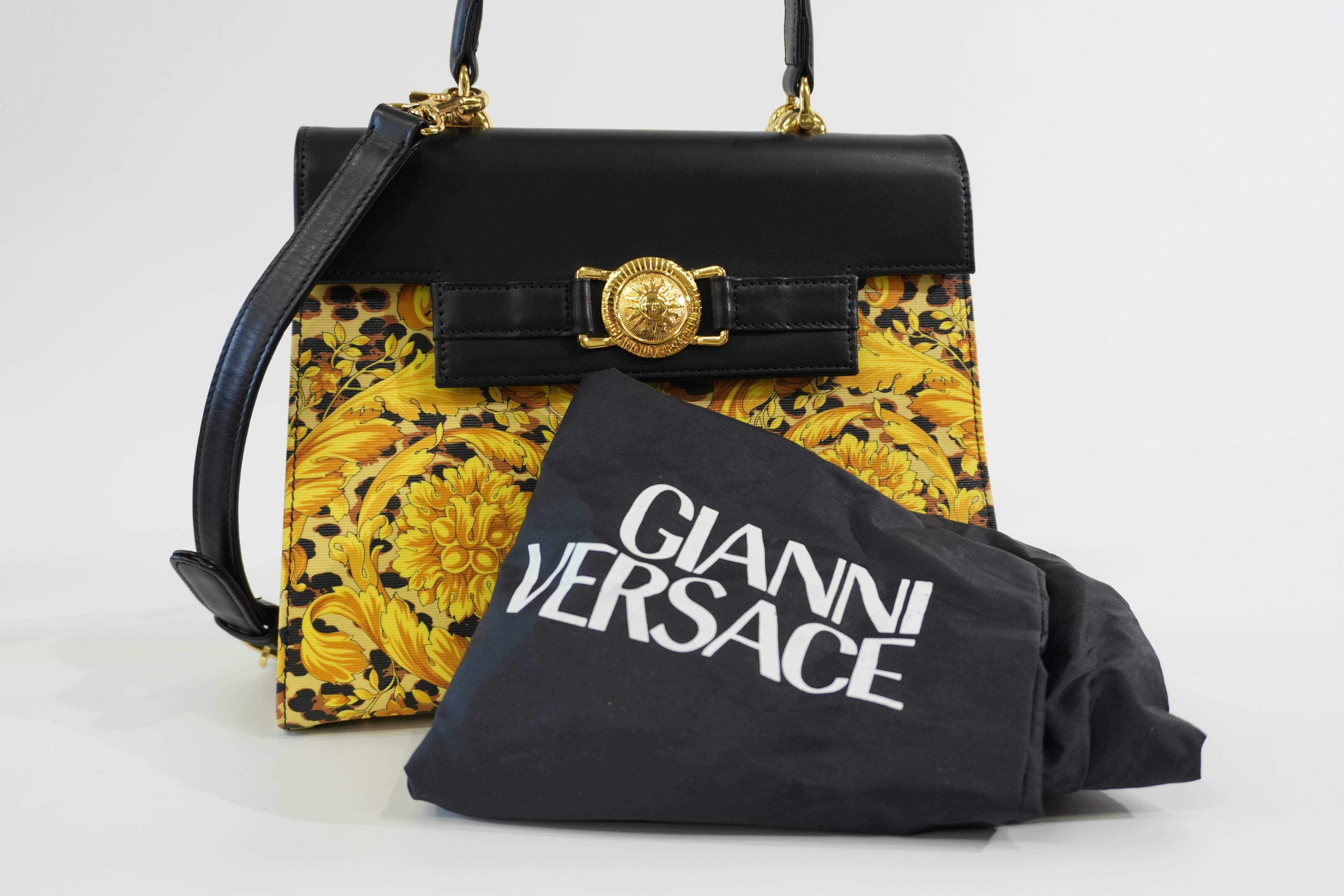 Pre-owned Versace Two Way Shoulder Bag Yellow