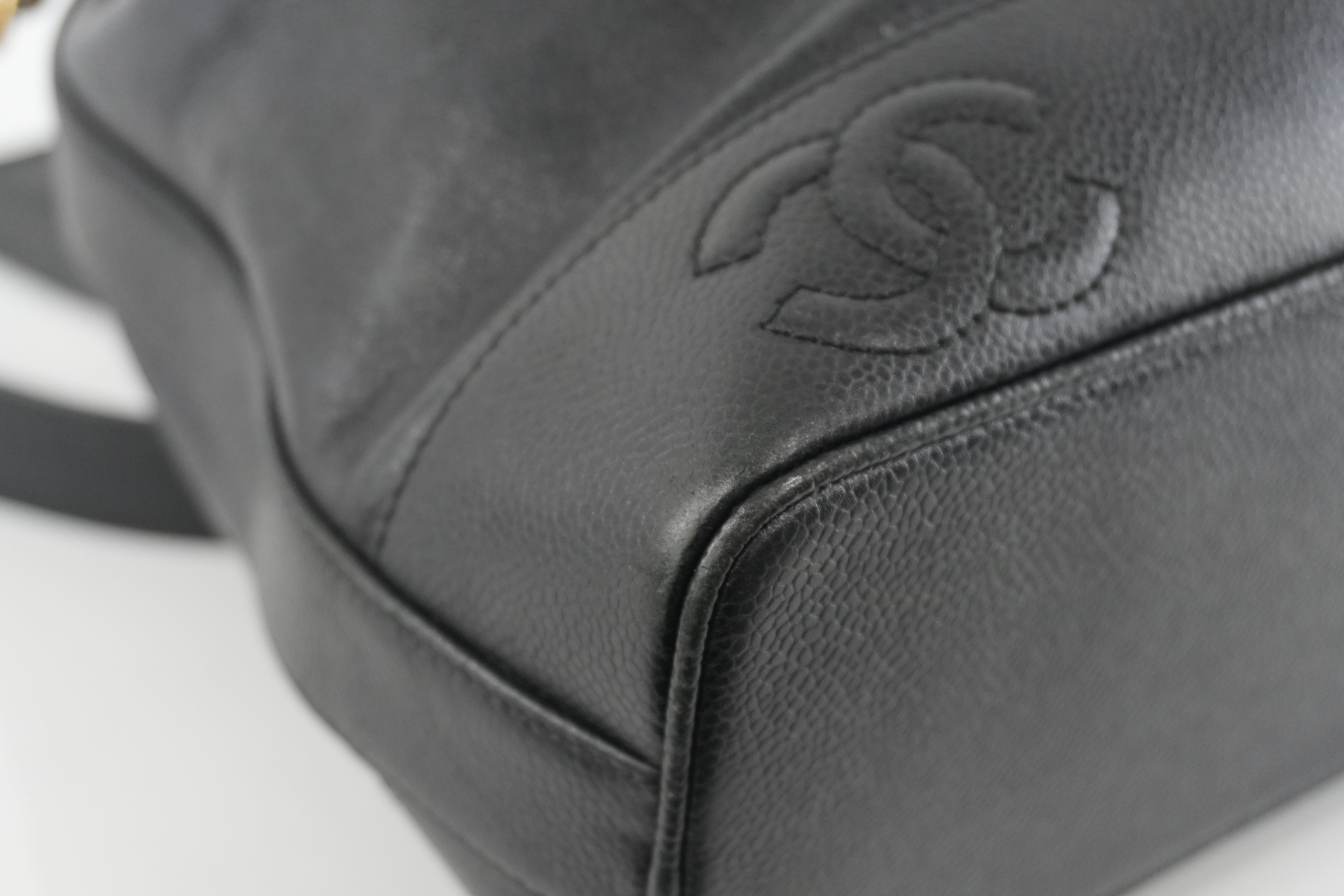 Chanel Caviar Shoulder Bucket Bag Black Used