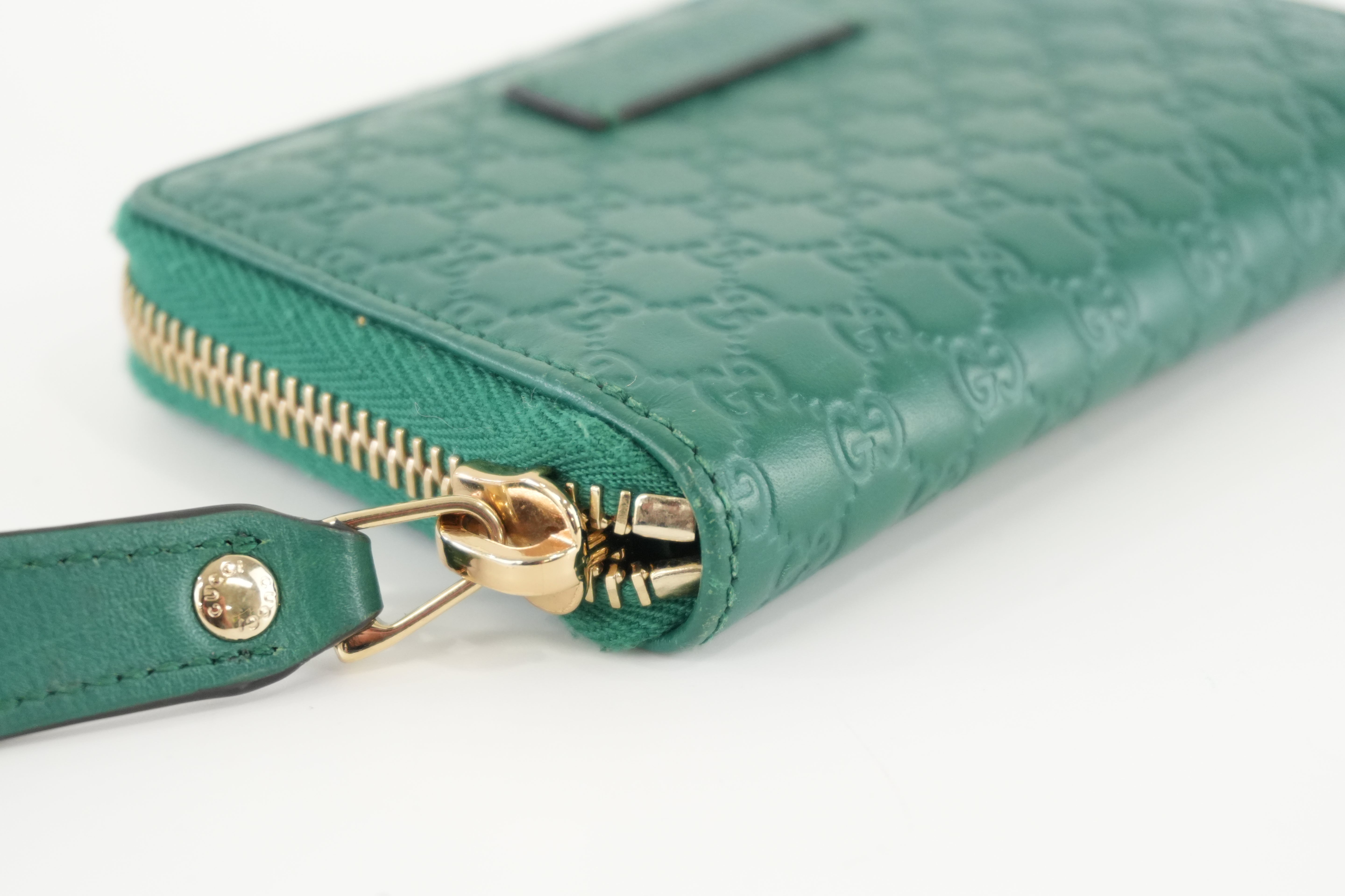 Gucci Zippy Coin Case Microguccisima Green Leather Used