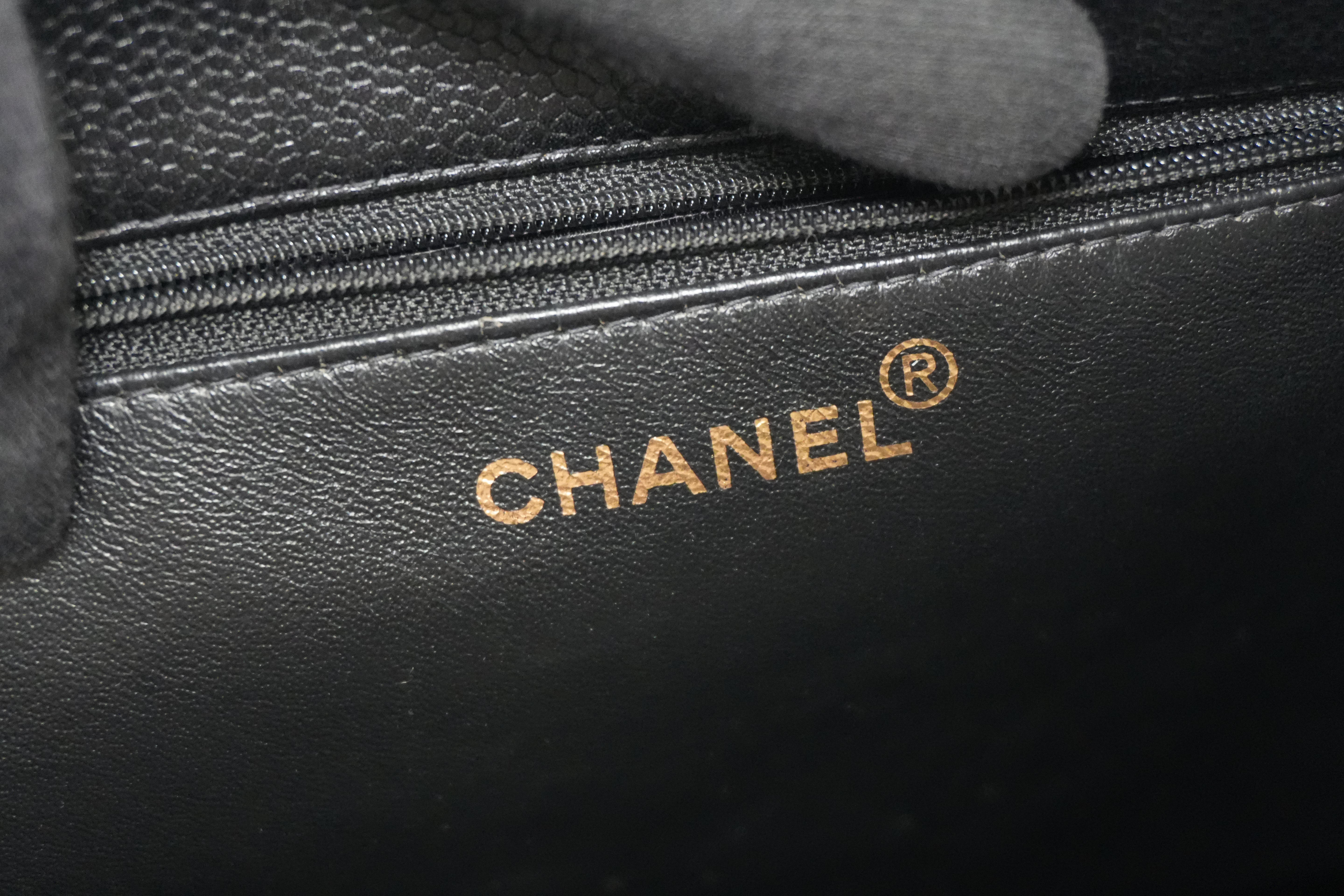 Pre-owned Chanel Caviar Skin Leather Tote Bag Black