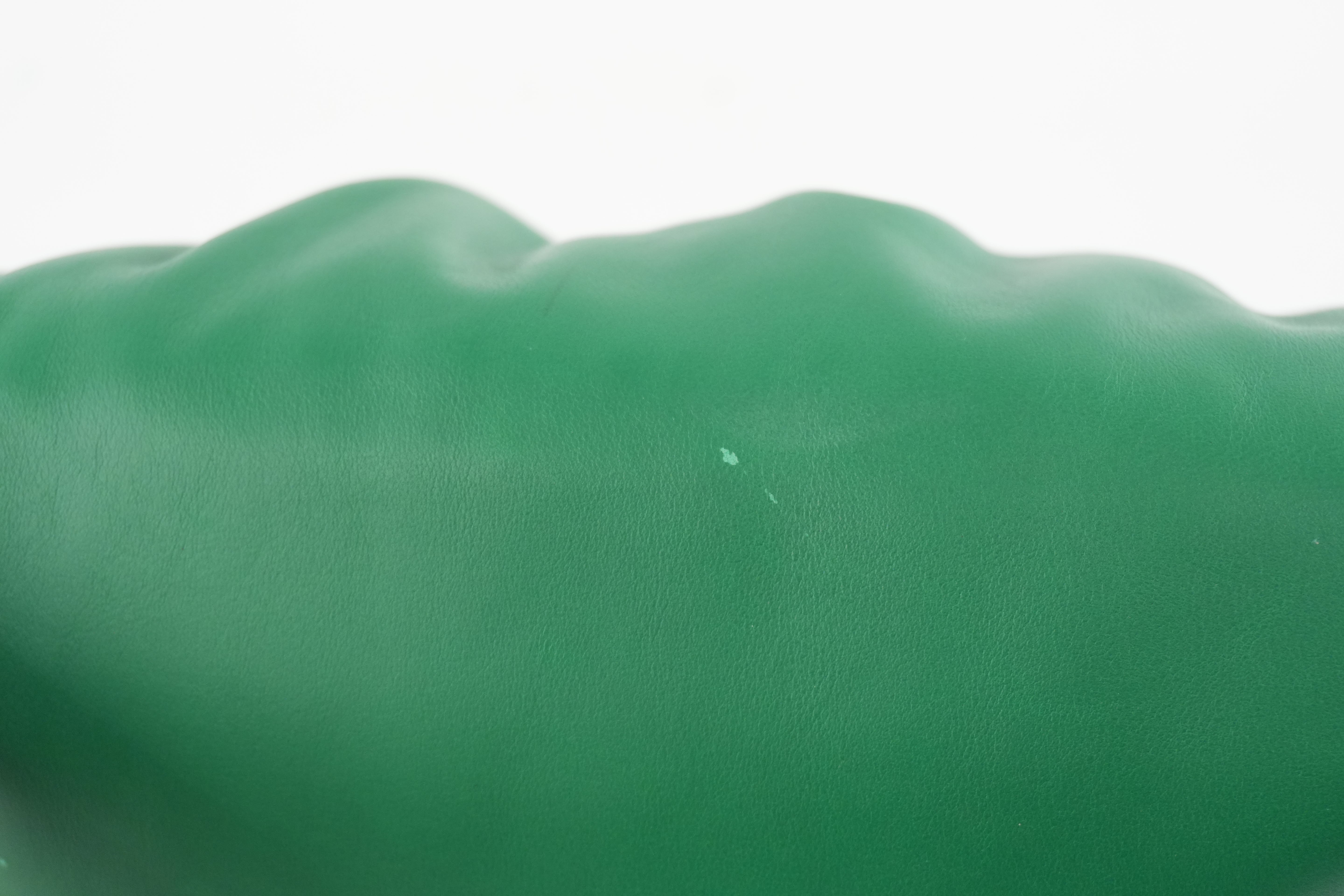 Bottega Leather Chain Shoulder Bag Green Used