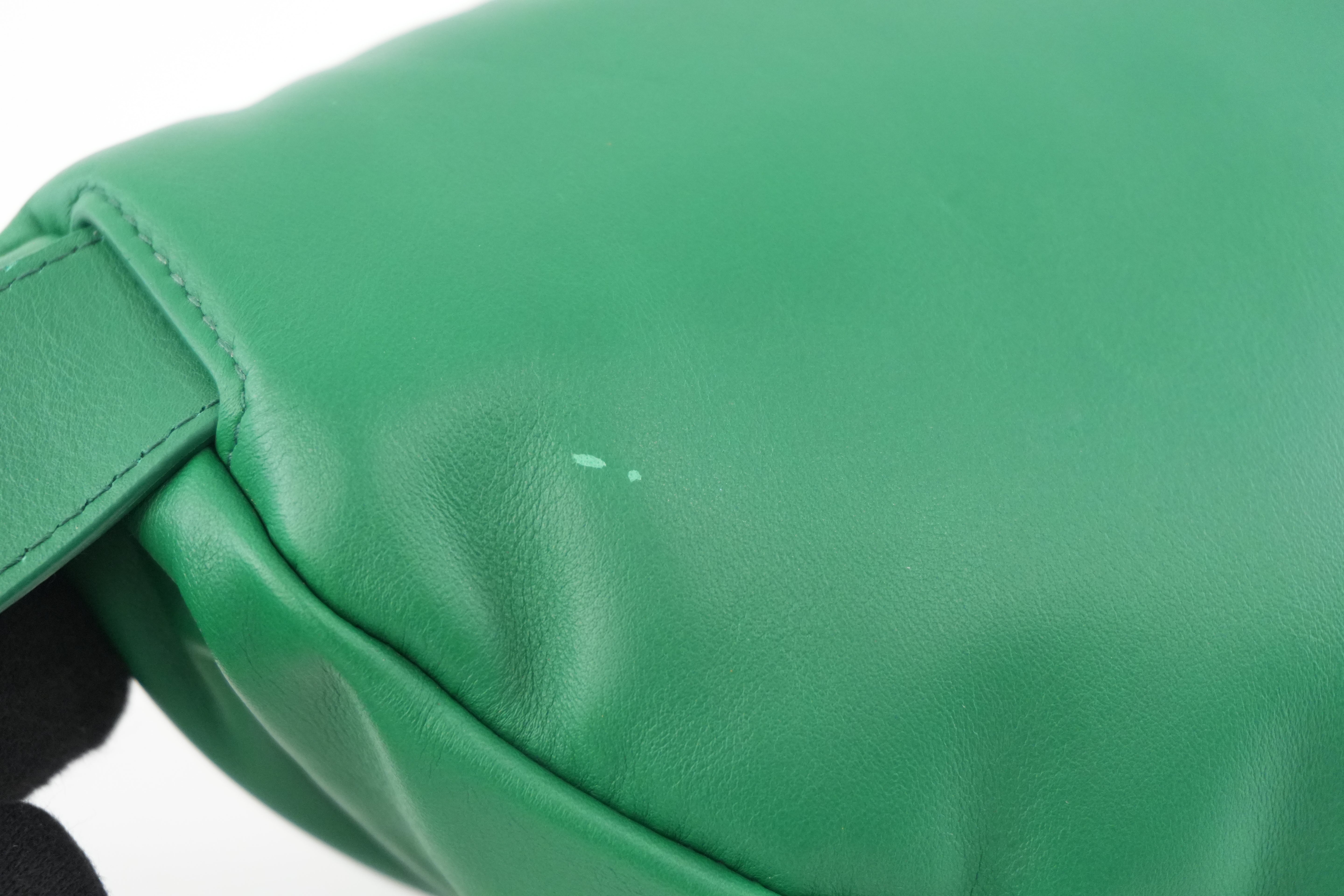 Bottega Leather Chain Shoulder Bag Green Used