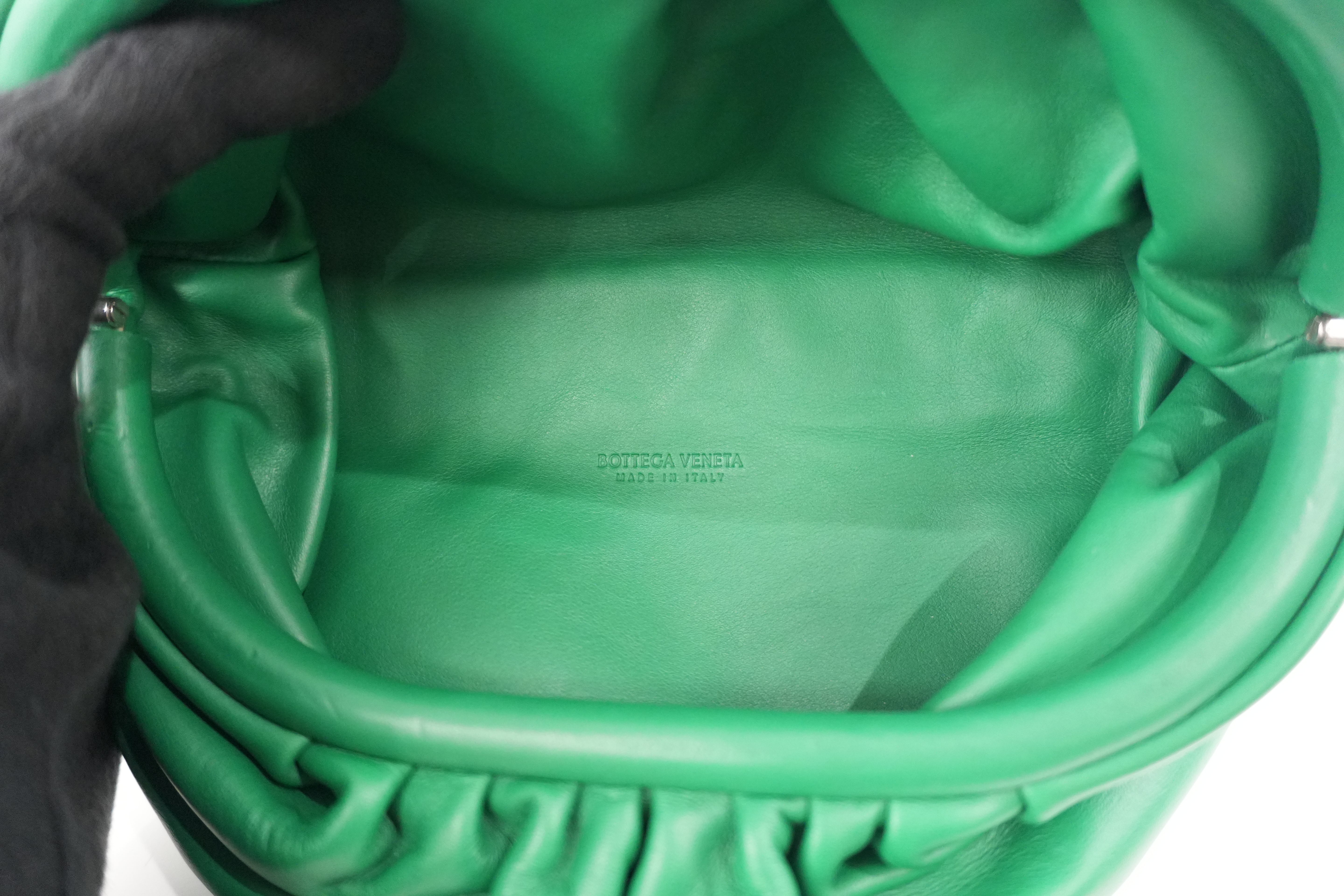 Bottega Leather Chain Shoulder Bag Green Used