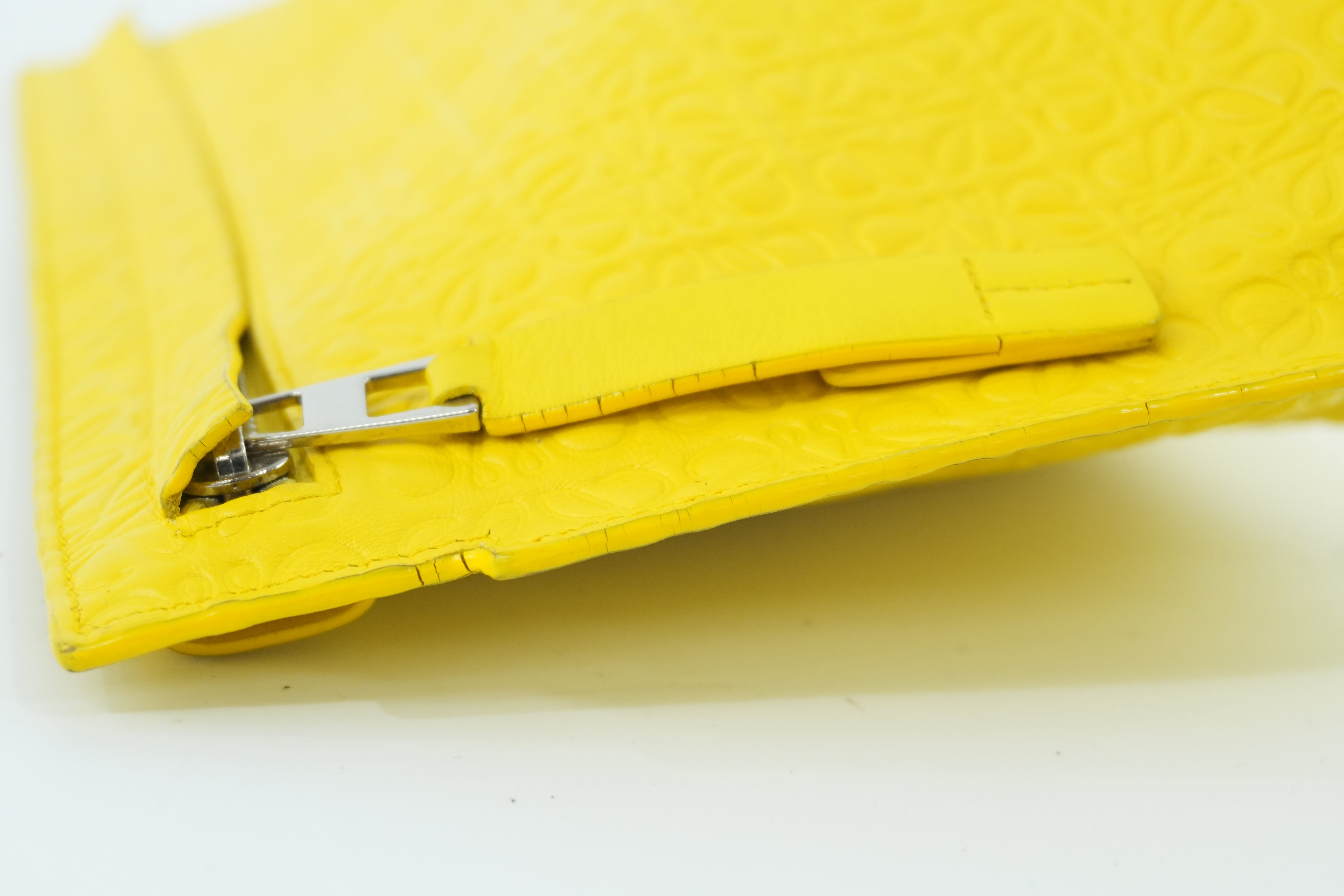Loewe Leather Clutch Yellow Used