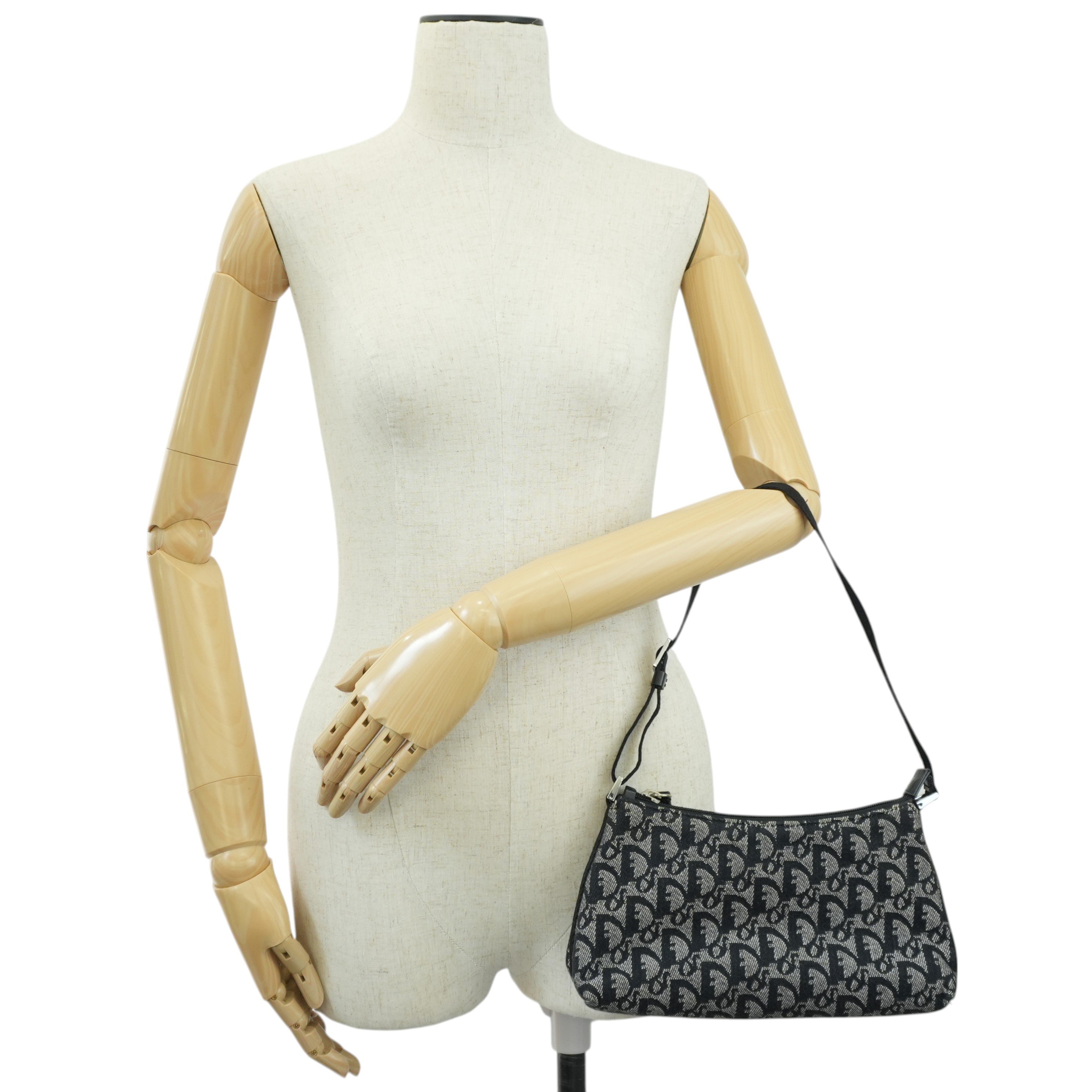 Christian Dior Canvas Trotter Handbag Black Used