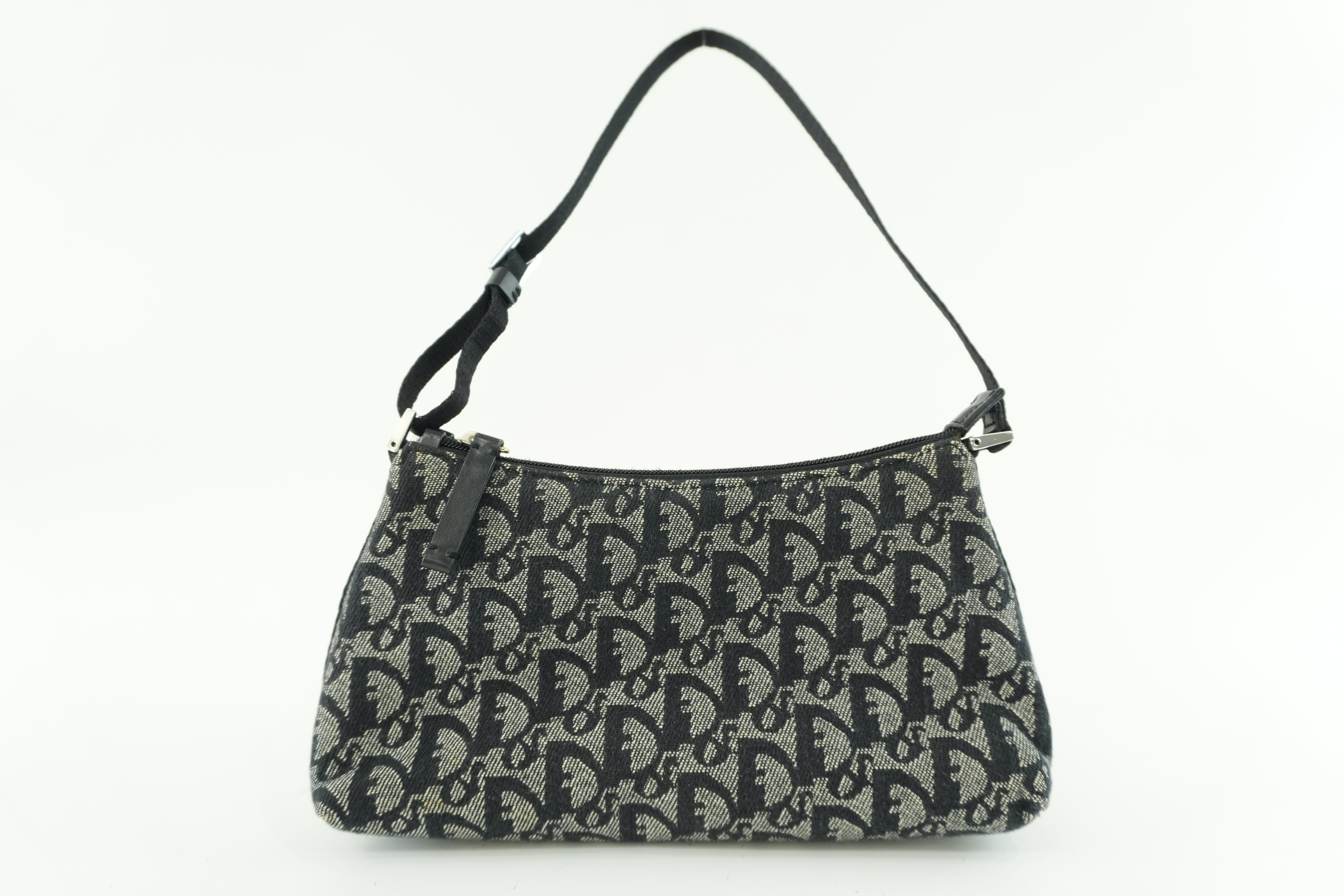 Christian Dior Canvas Trotter Handbag Black Used