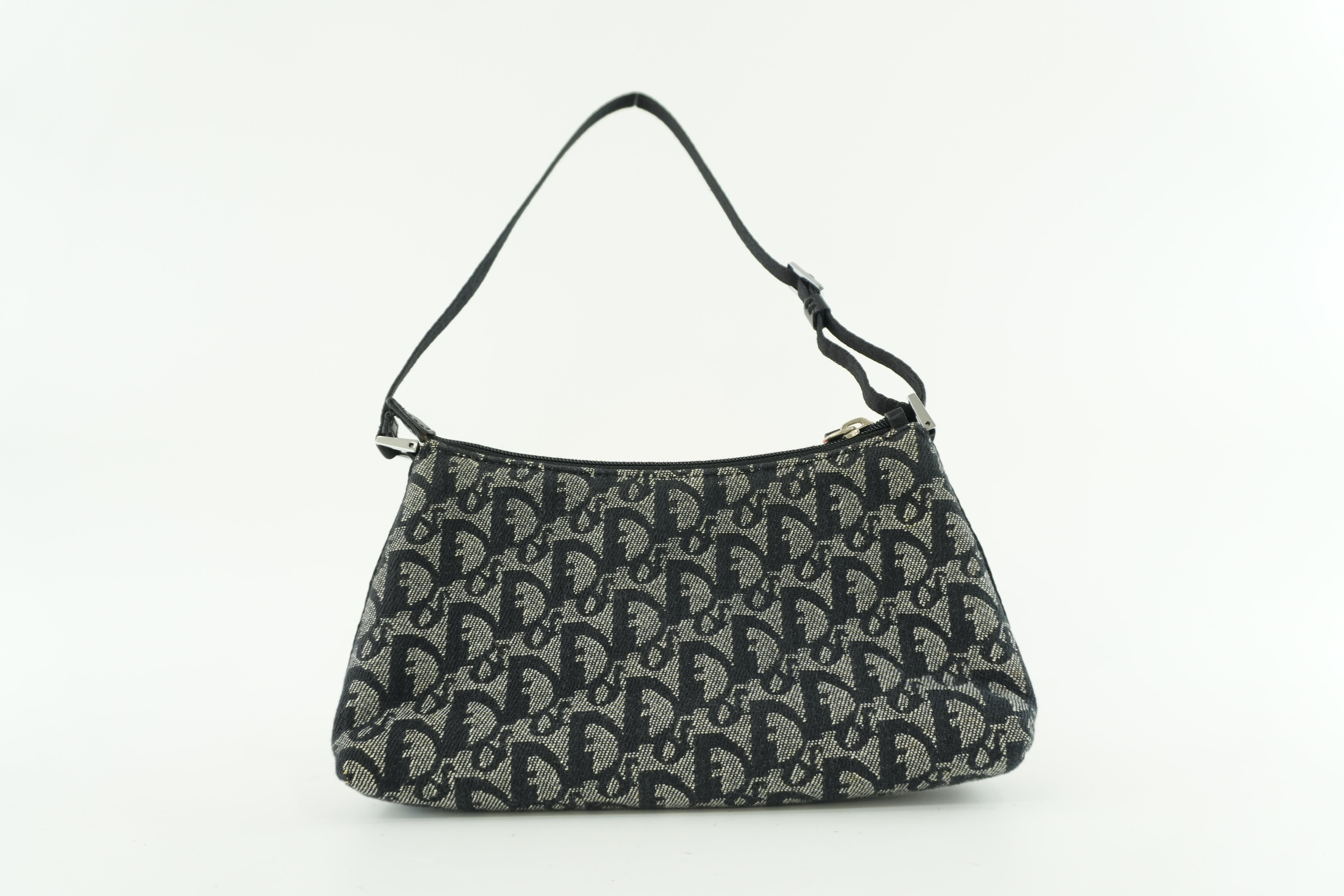Christian Dior Canvas Trotter Handbag Black Used