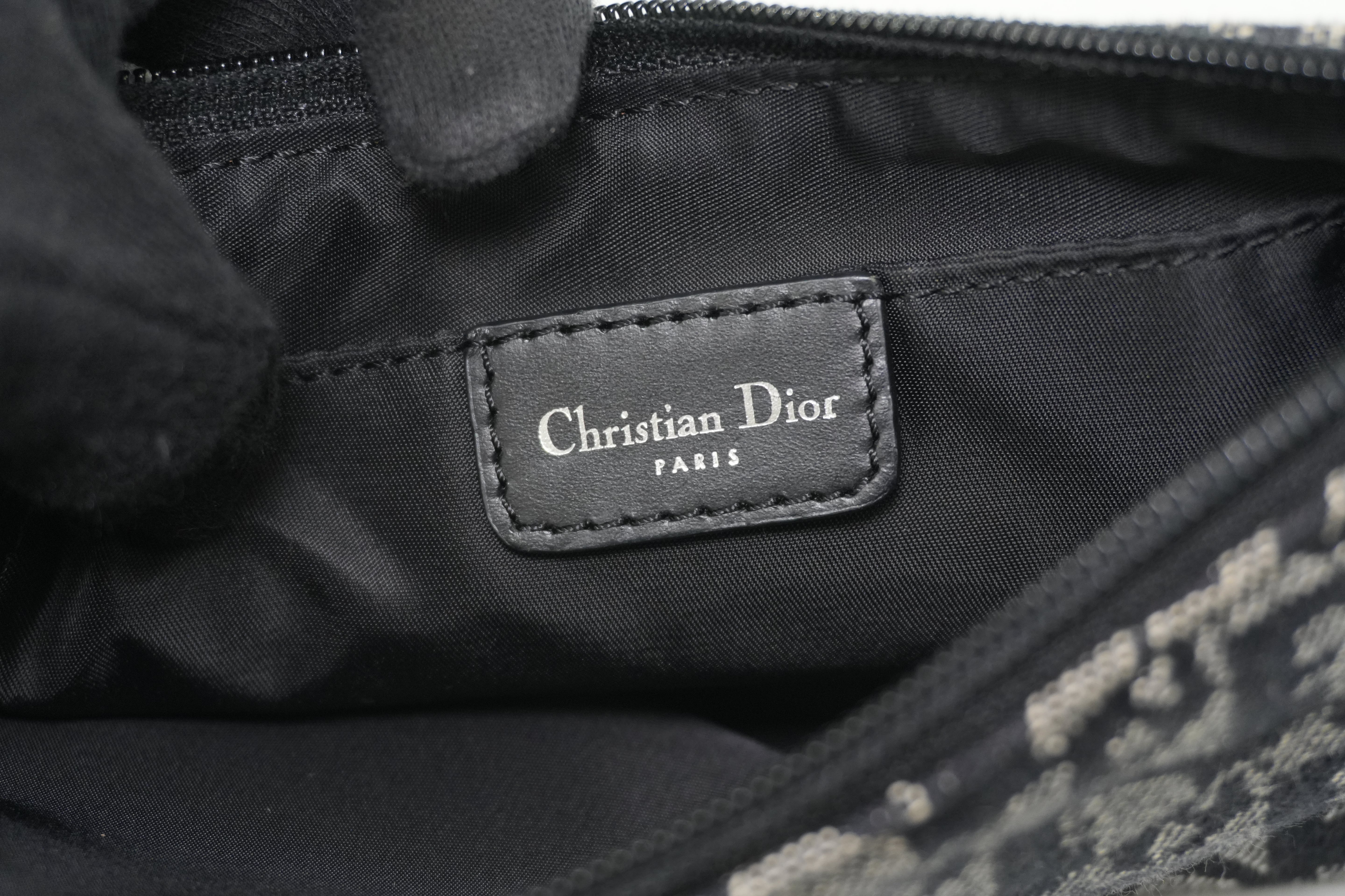Christian Dior Canvas Trotter Handbag Black Used