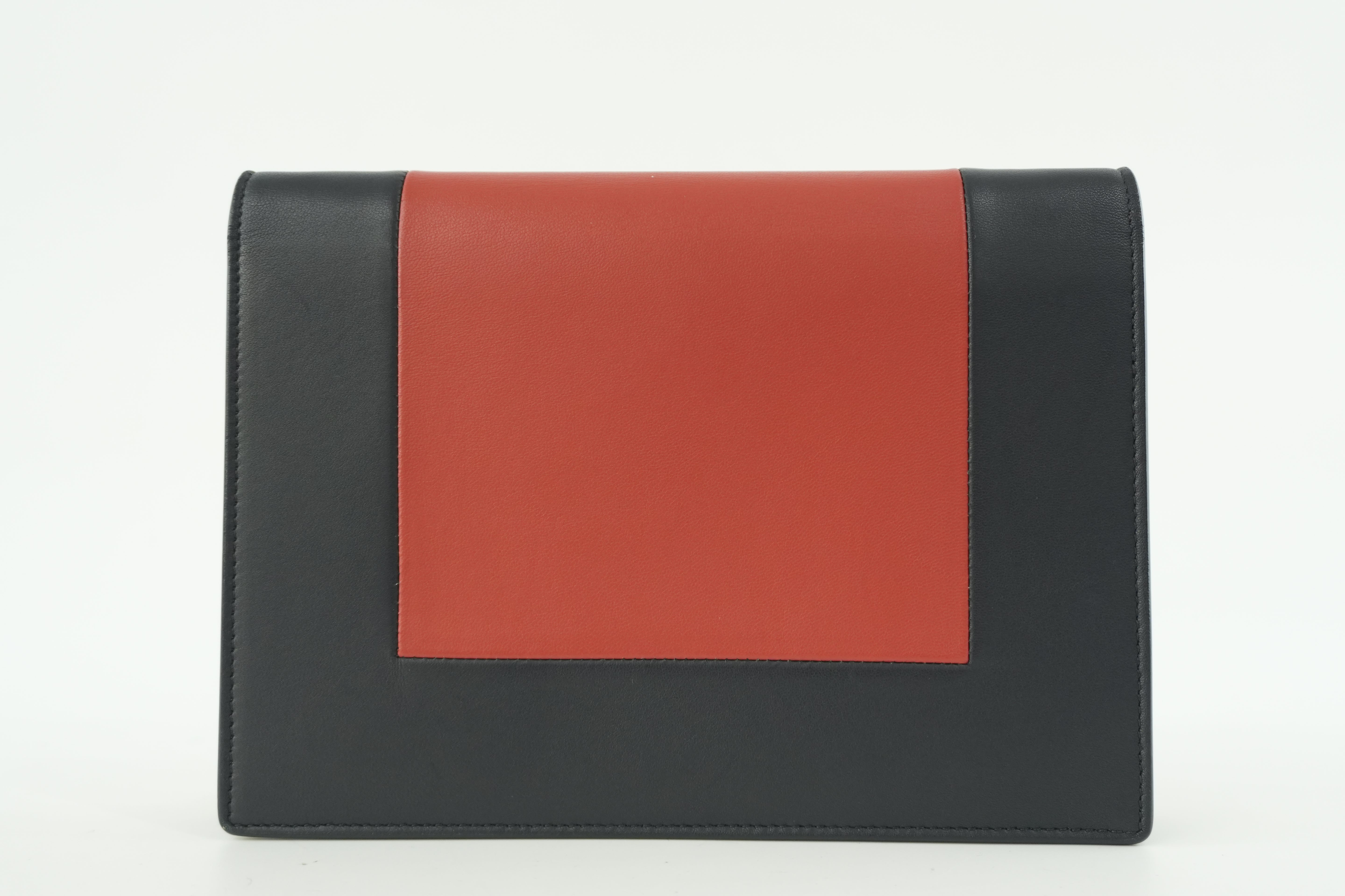 Celine Leather Chain Shoulder Bag Pouch Red and Blue Used