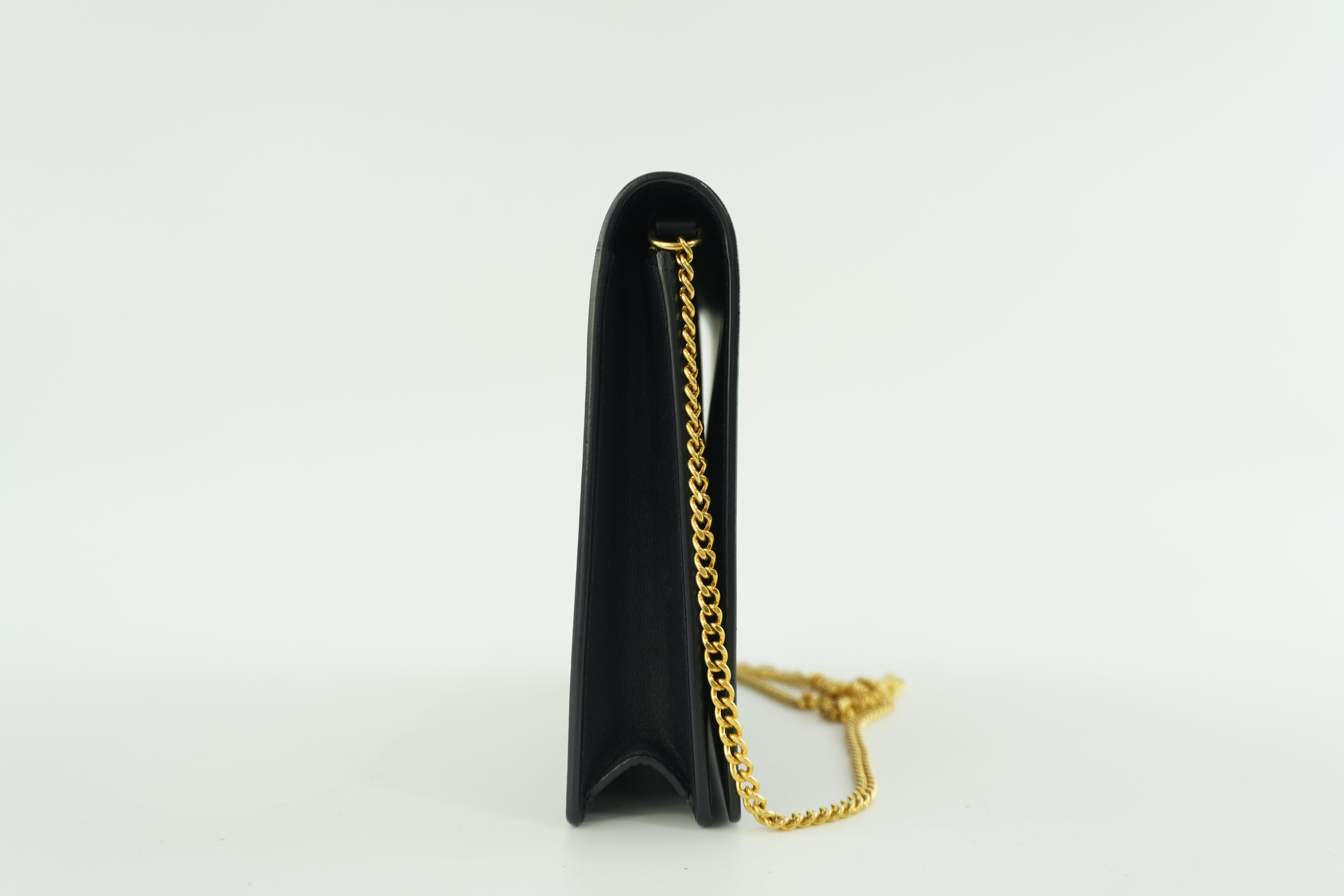Celine Leather Chain Shoulder Bag Pouch Red and Blue Used