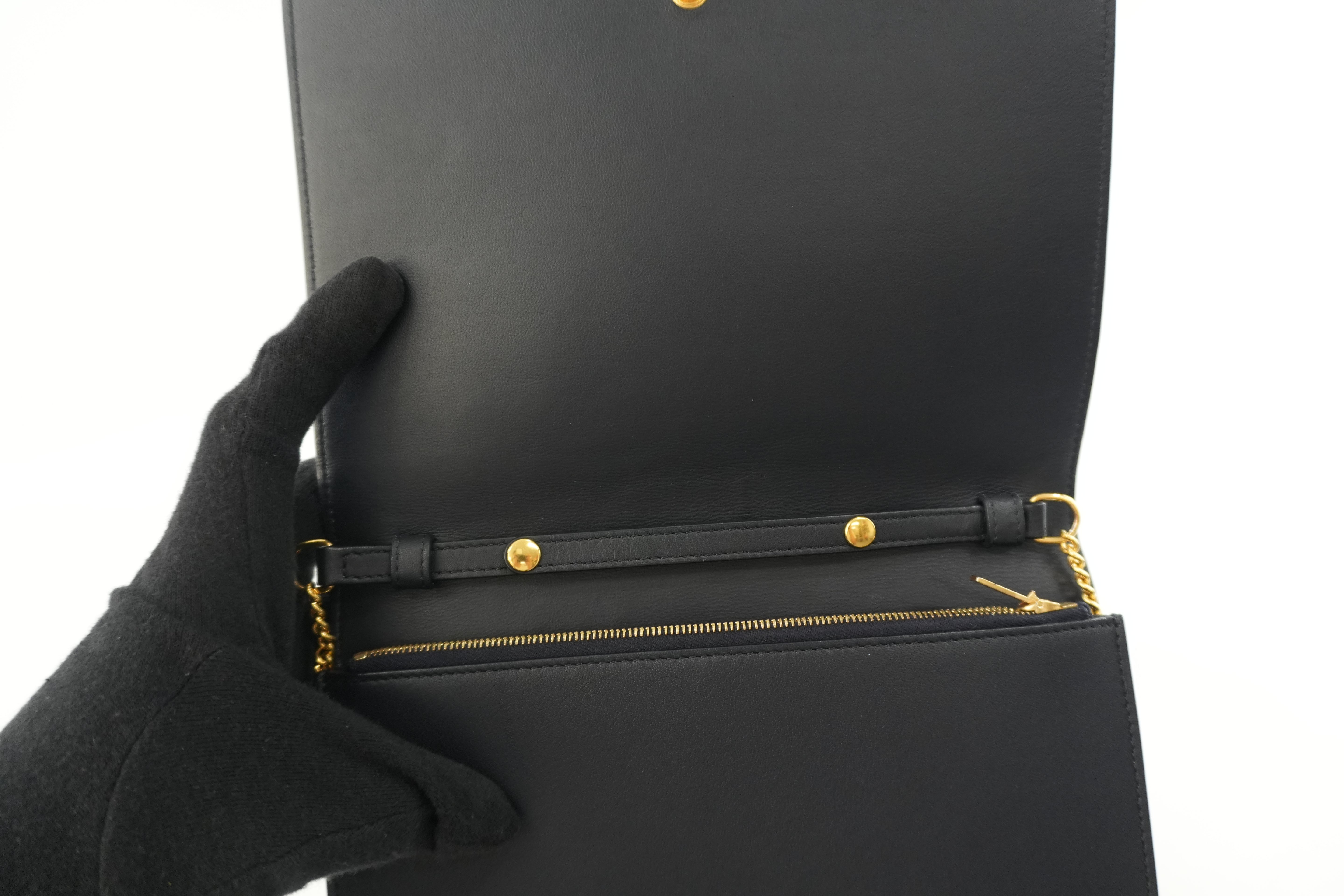 Celine Leather Chain Shoulder Bag Pouch Red and Blue Used