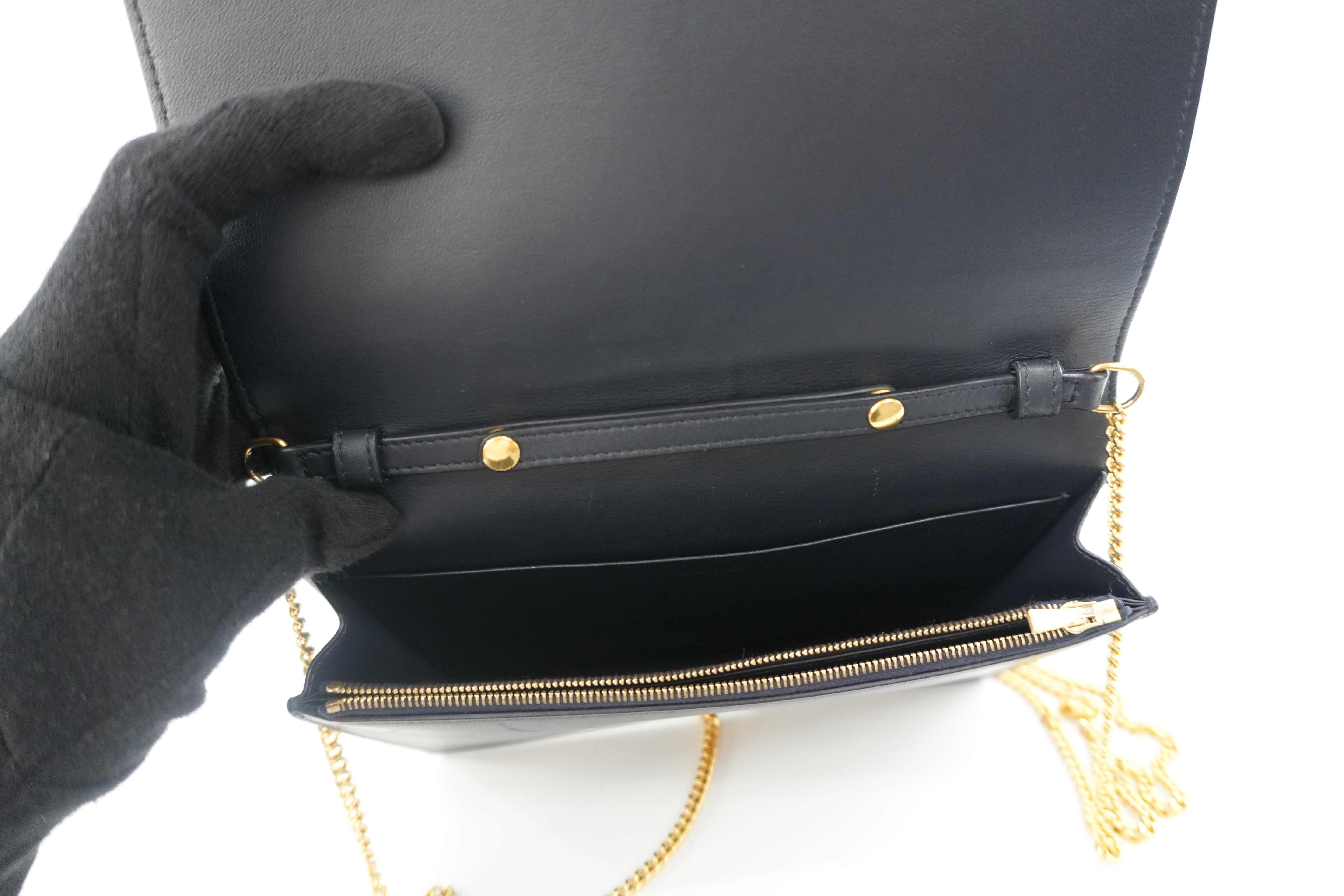 Celine Leather Chain Shoulder Bag Pouch Red and Blue Used