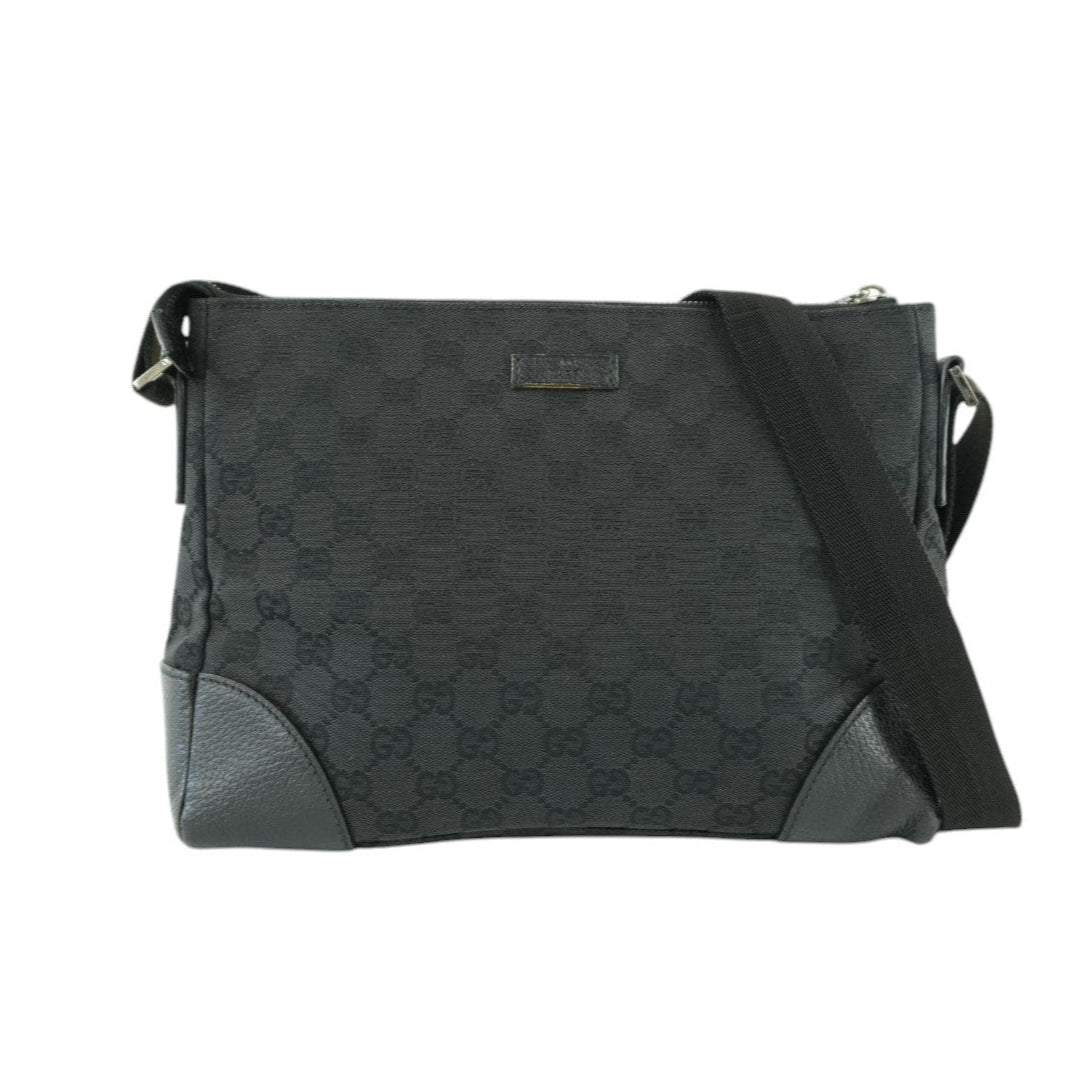 Gucci Shoulder Bag Black Canvas Used