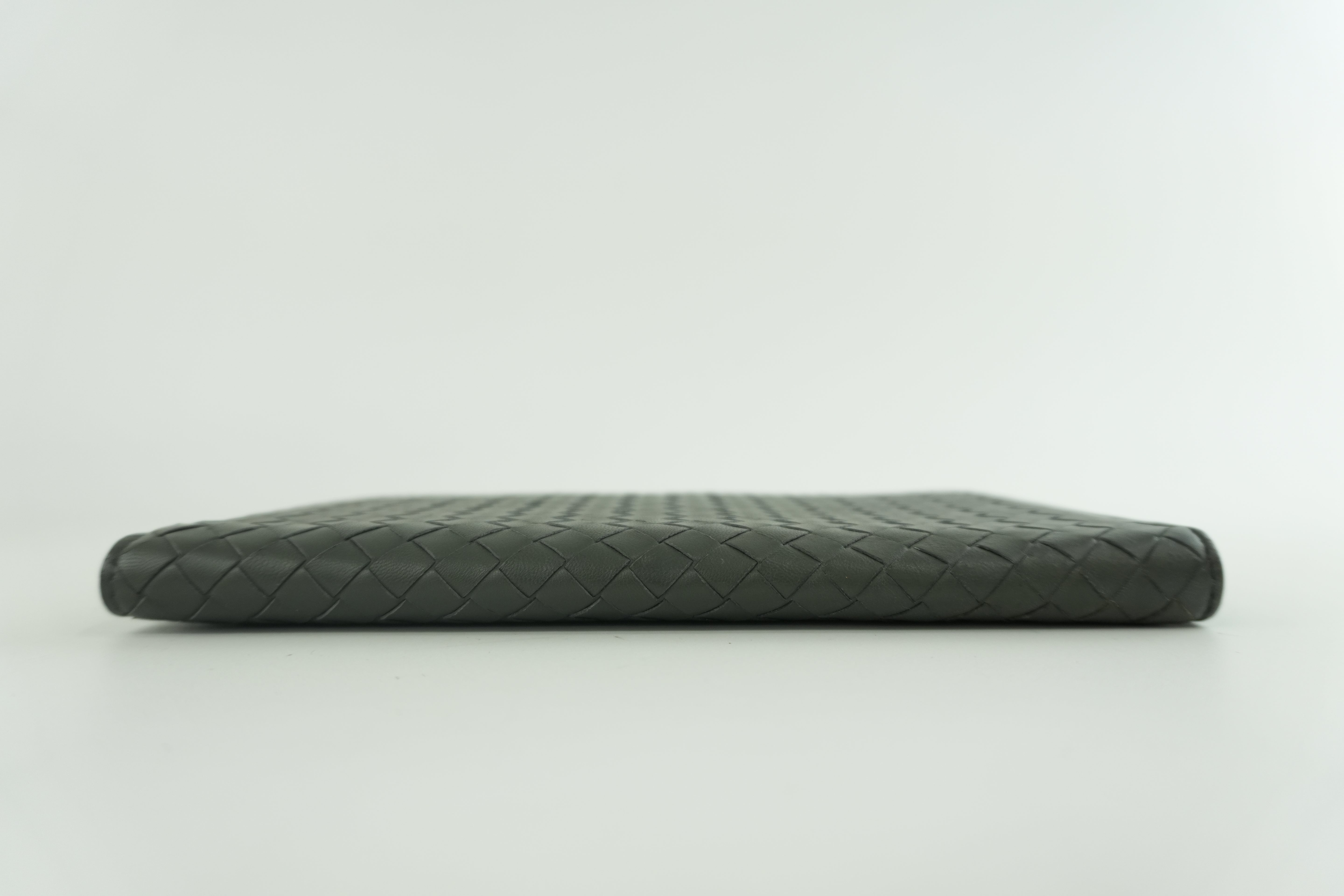 Bottega Leather Clutch Gray Used