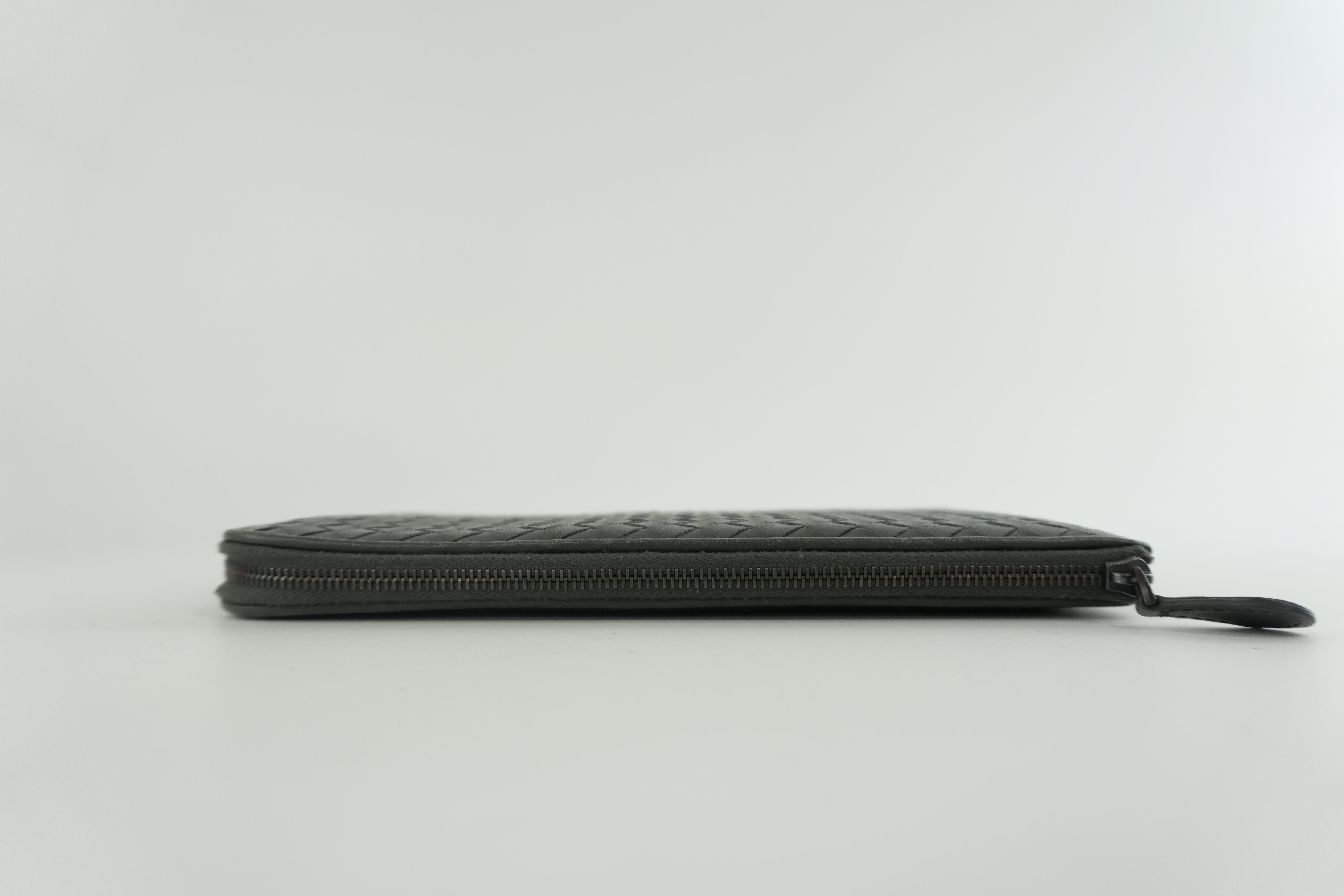 Bottega Leather Clutch Gray Used