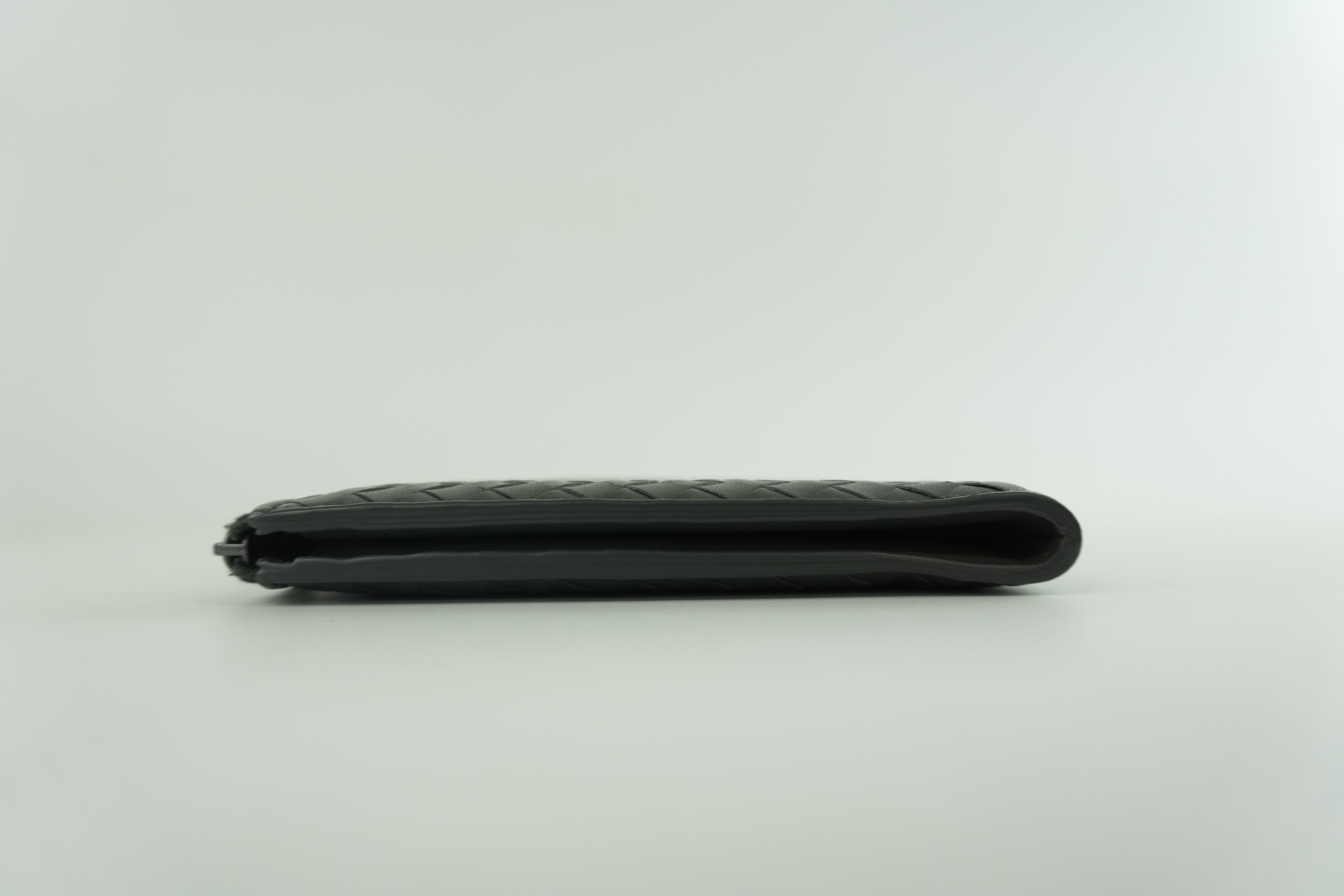 Bottega Leather Clutch Gray Used