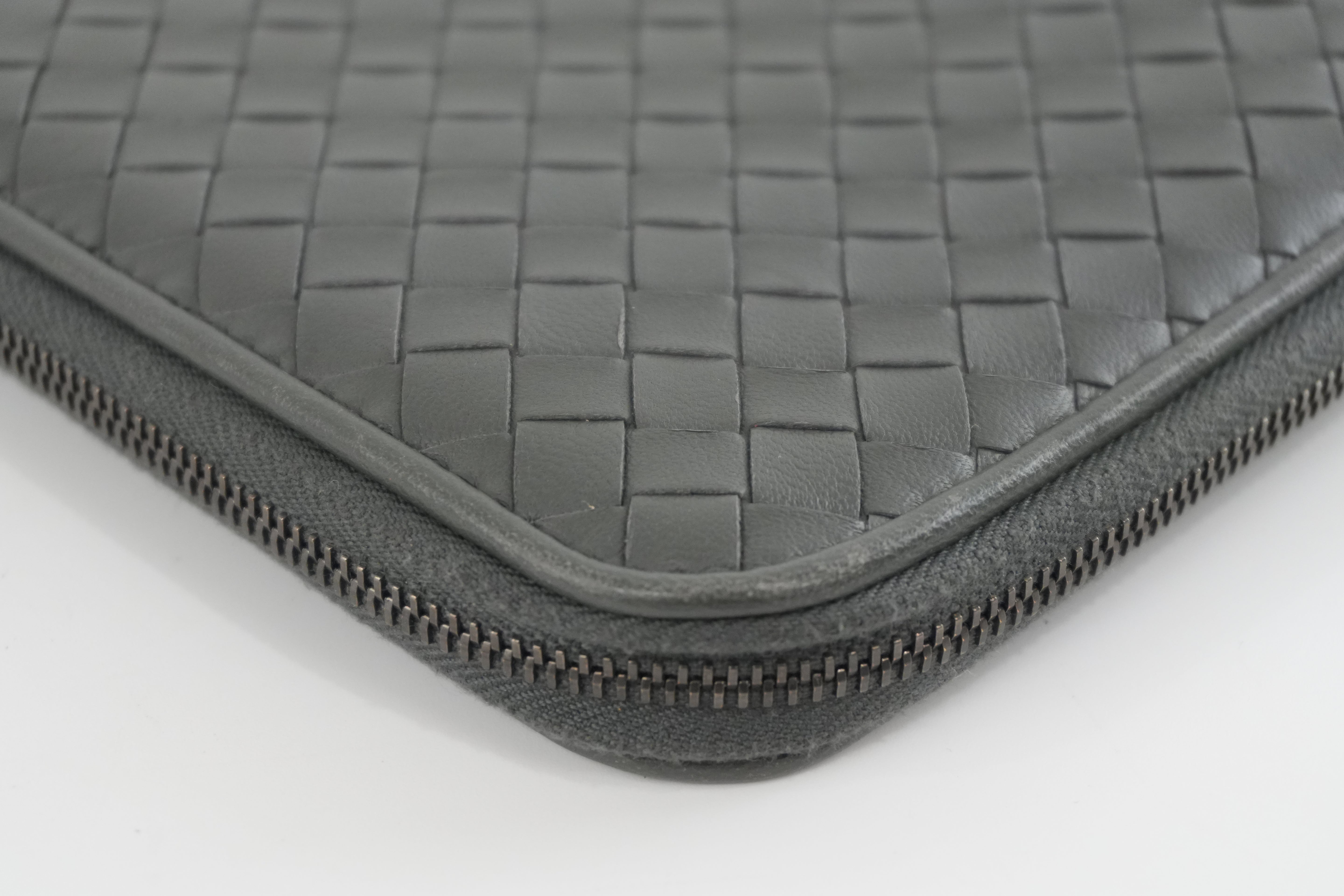Bottega Leather Clutch Gray Used