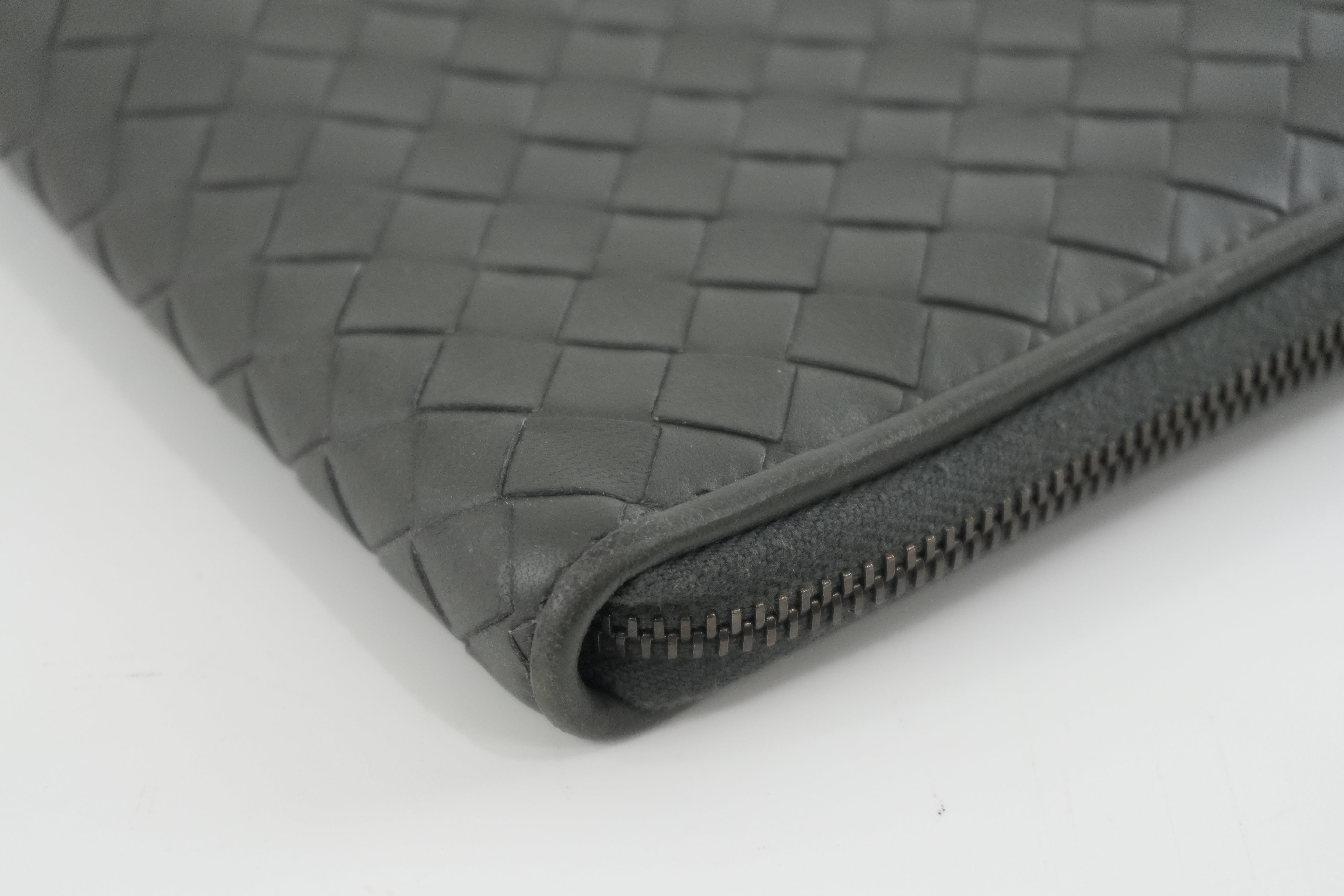 Bottega Leather Clutch Gray Used