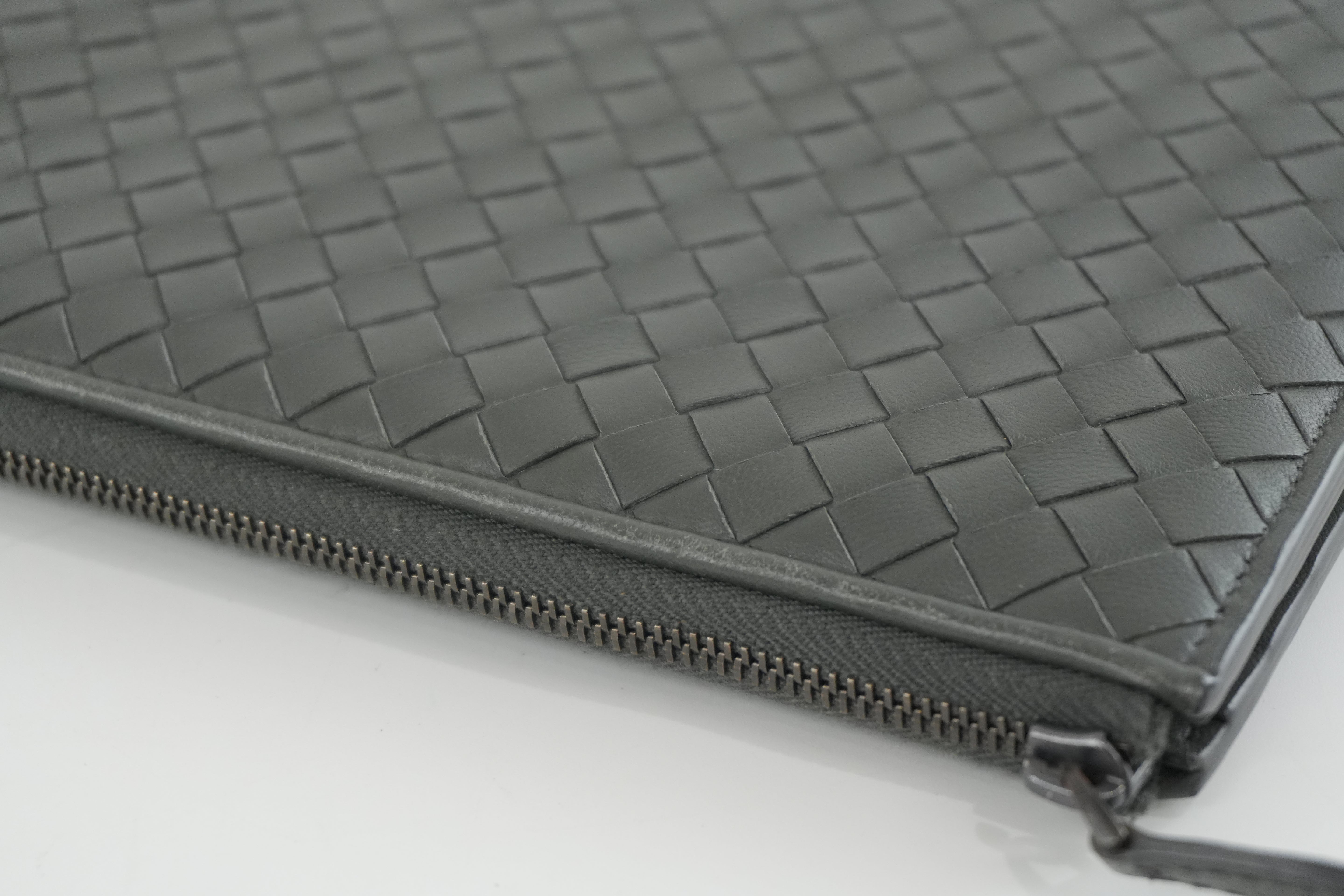 Bottega Leather Clutch Gray Used