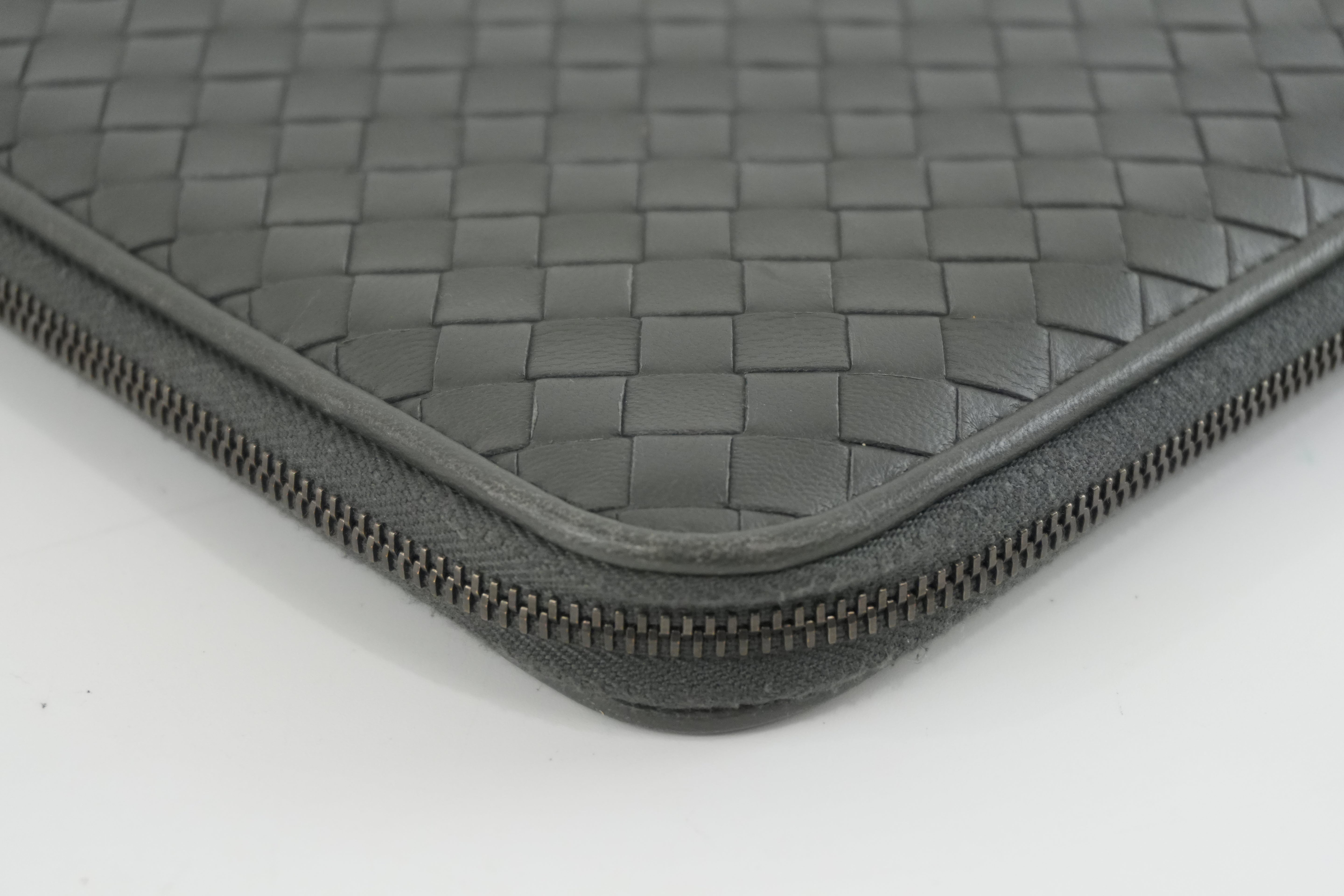 Bottega Leather Clutch Gray Used